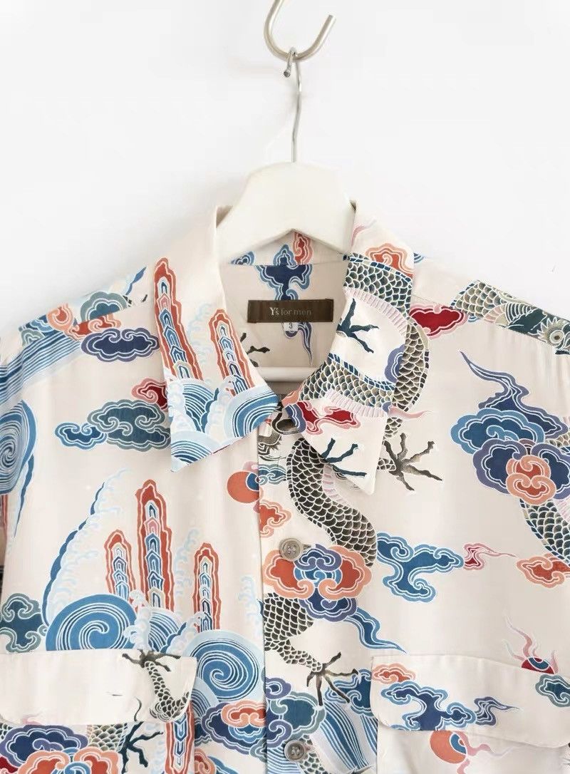 Yohji Yamamoto Yohji Yamamoto 00s Cloud & Dragon Print Shirt Size US L / EU 52-54 / 3 - 3 Thumbnail