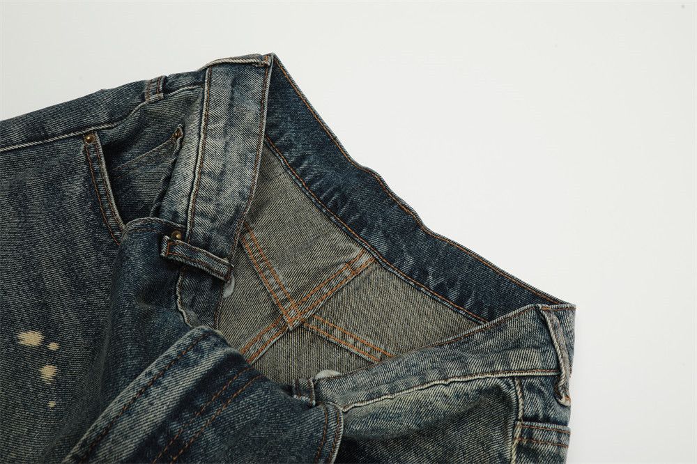 Japanese Brand × Jean Men's retro washed tie-dye ink-splashed straight jeans Size US 34 / EU 50 - 4 Thumbnail