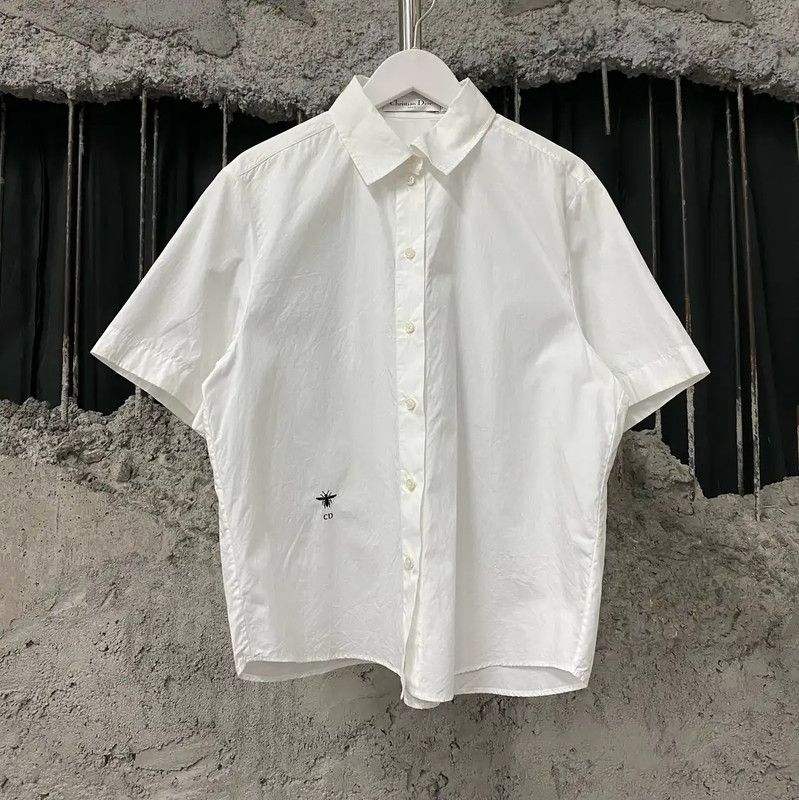 Dior Dior White Cotton Short Sleeve Shirt 0089 Size ONE SIZE - 1 Thumbnail