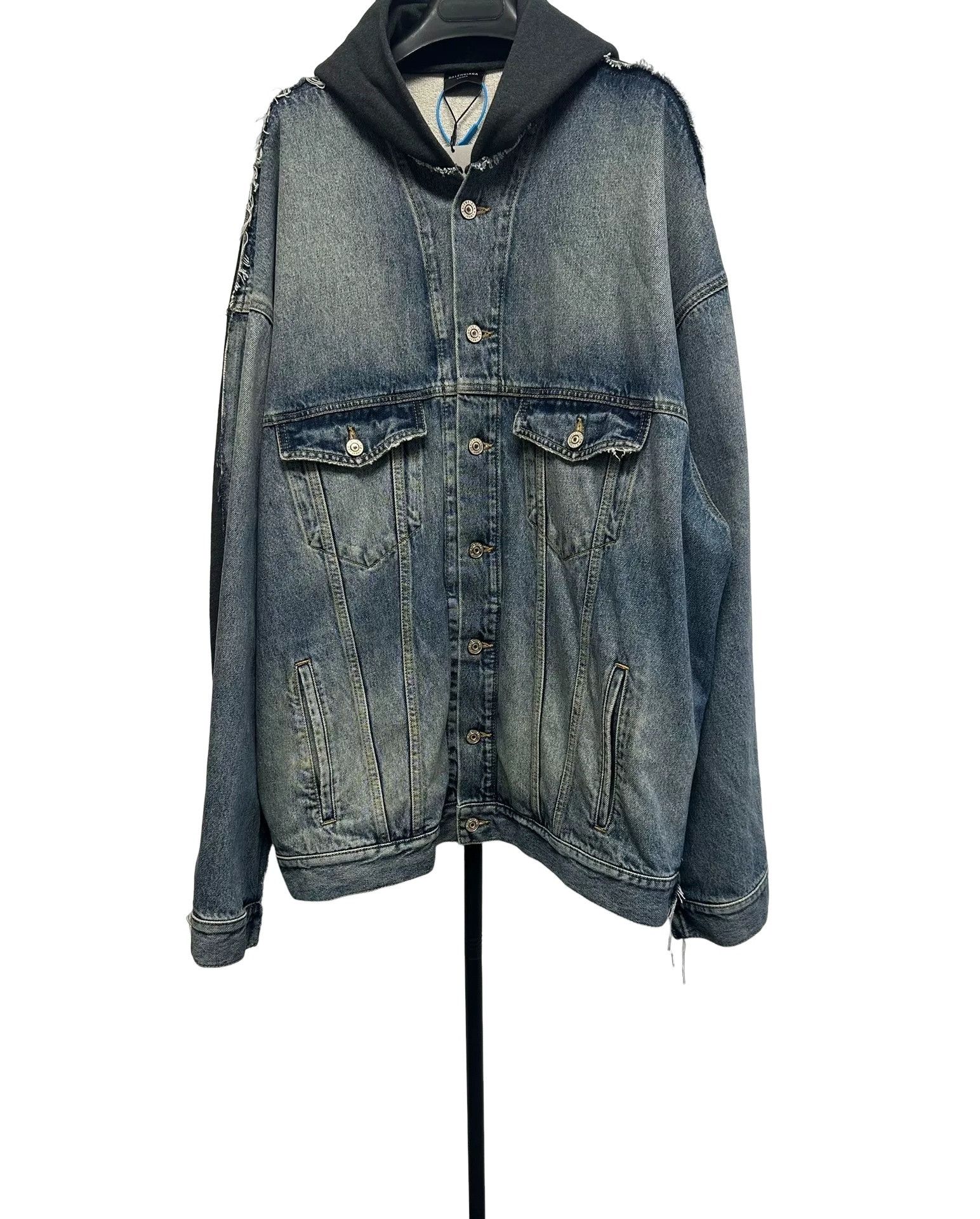 Balenciaga Balenciaga Paneled Hoodie Denim Jacket Size 2 Size US M / EU 48-50 / 2 - 1 Thumbnail