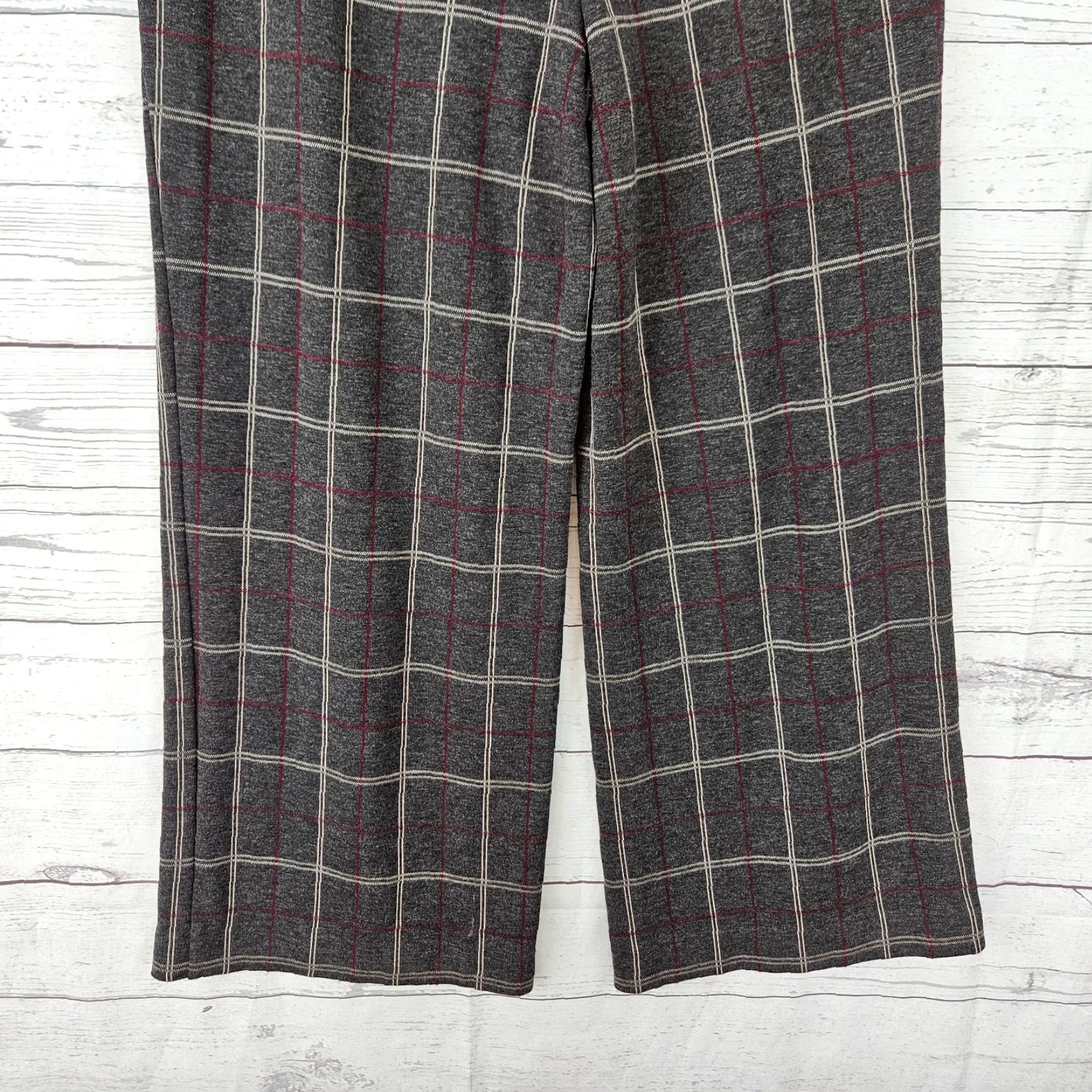 J. Jill J. Jill Womens Ponte Cropped Full Leg Pants Sz M Gray Red Pull On Size 32" / US 10 / IT 46 - 5 Thumbnail