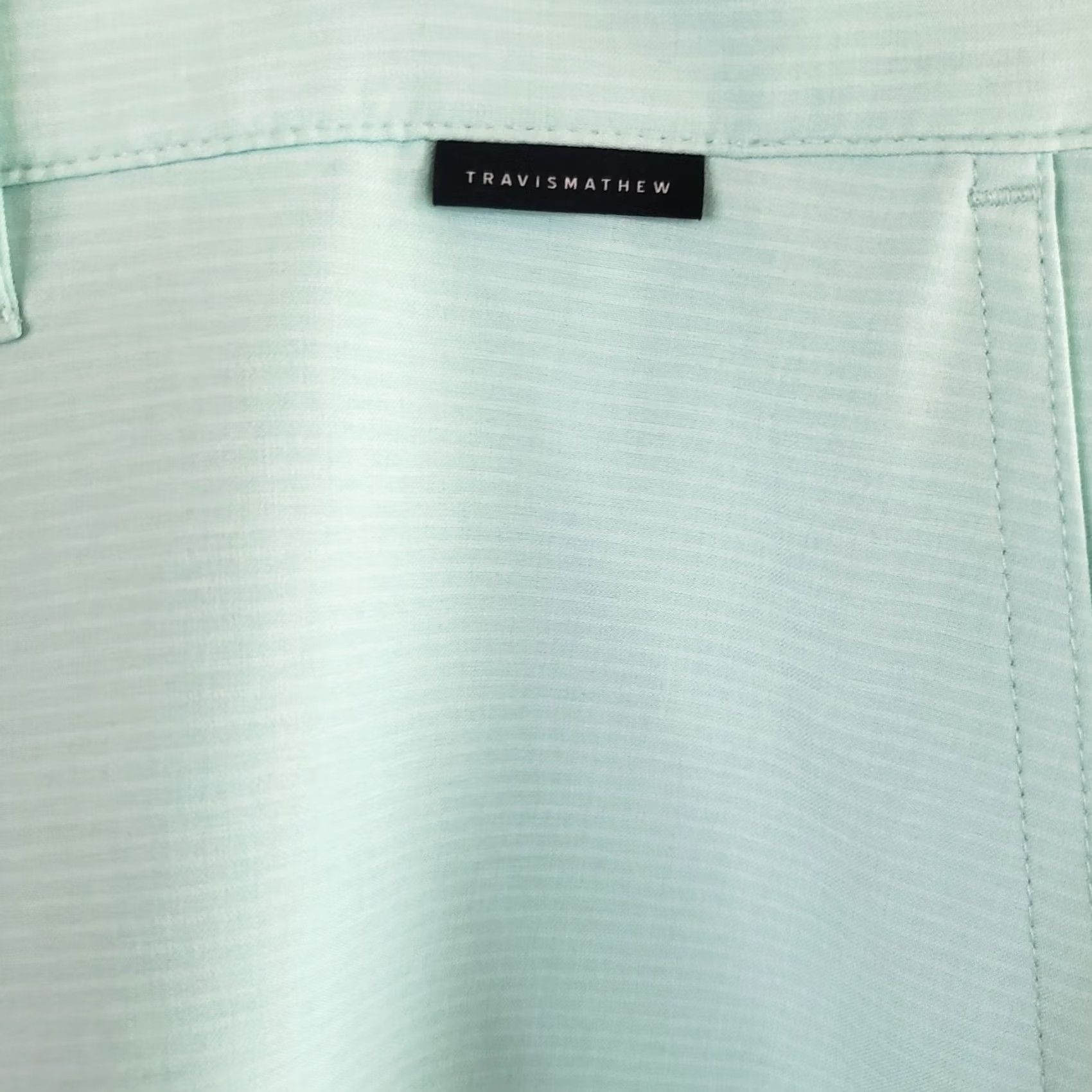 TravisMathew Travis Mathew Chino Shorts Mens 40x10 Aqua Blue Stretch Wrinkle Resistant Casual Travel Pockets Size US 40 / EU 56 - 5 Thumbnail