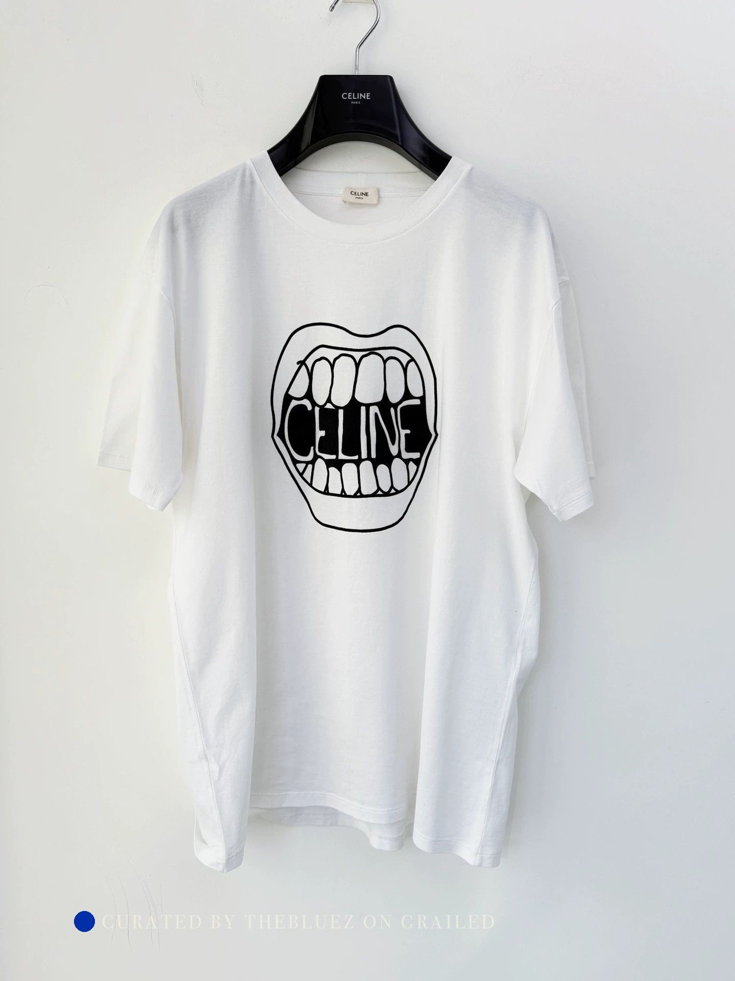 Celine × Hedi Slimane $395 White Flocked Unlock Your Fantasies T