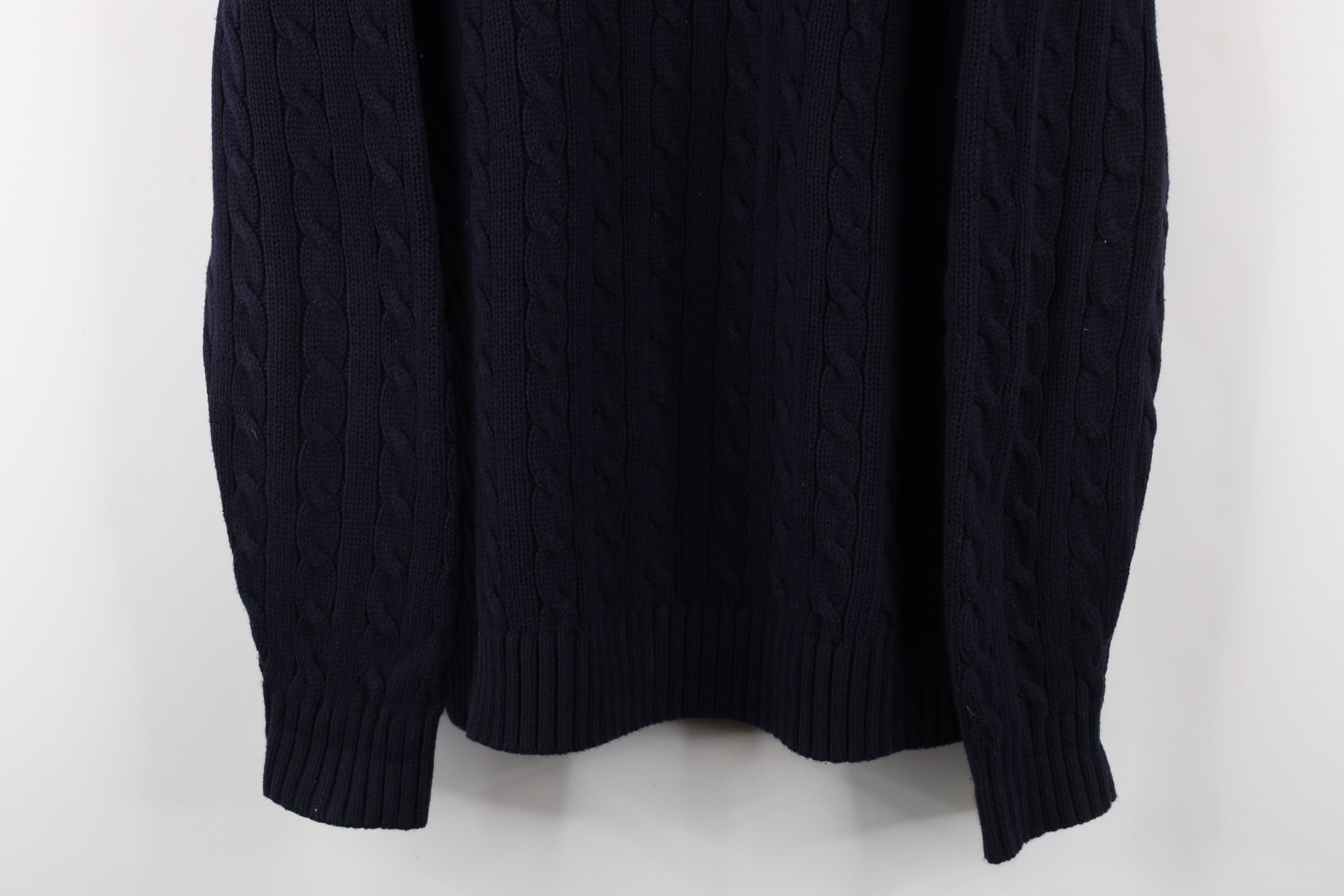 Lands' End × Vintage Vintage 90s Lands End Chunky Cable Knit Half Zip Sweater Size US L / EU 52-54 / 3 - 3 Thumbnail