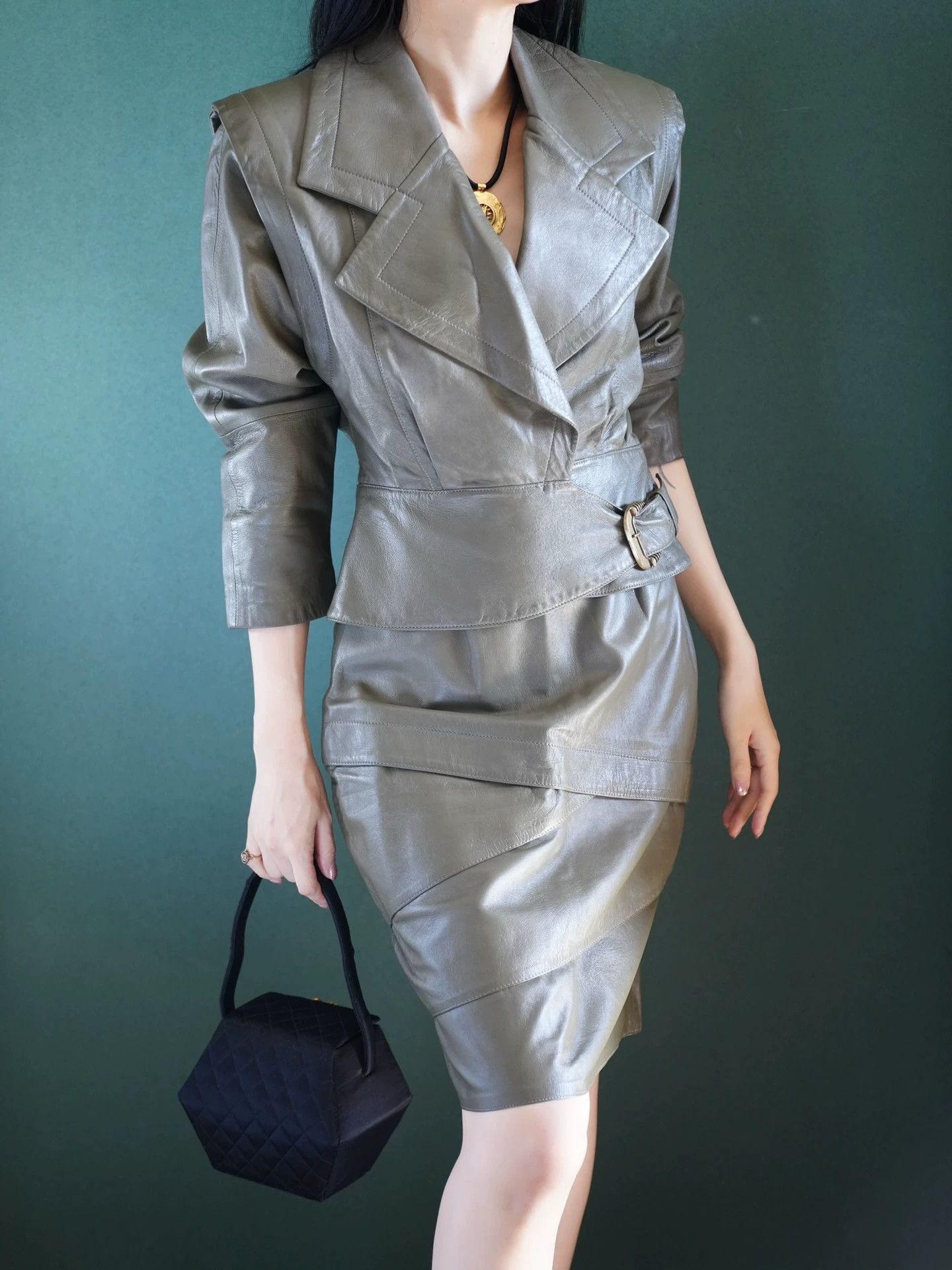 Other Lillie Rubin Vintage Leather Blazer Skirt Set M Size M / US 6-8 / IT 42-44 - 5 Thumbnail