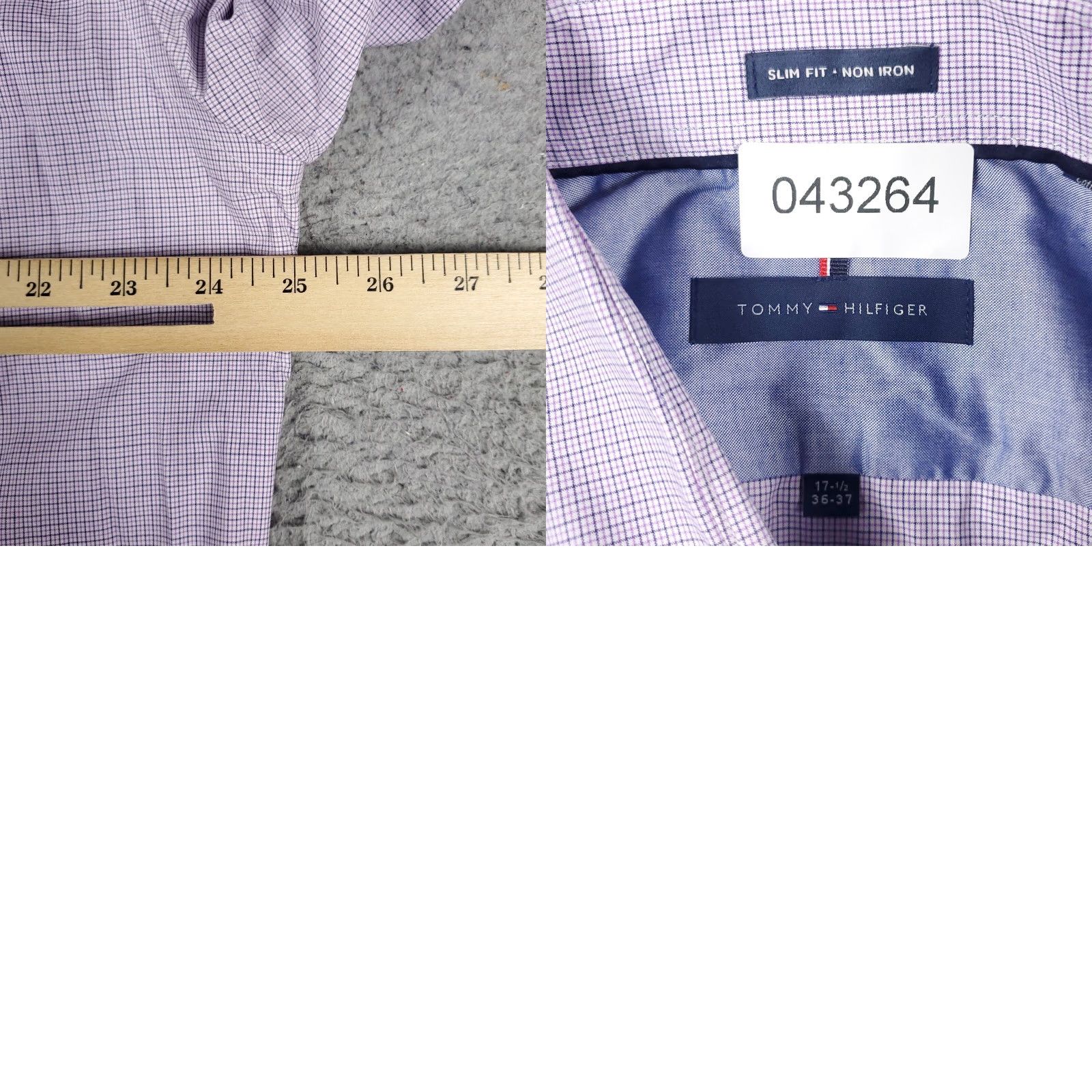 Tommy Hilfiger Tommy Hilfiger Dress Shirt 17.5 Purple Check Long Sleeve Button Up Mens Size 46R - 8 Thumbnail