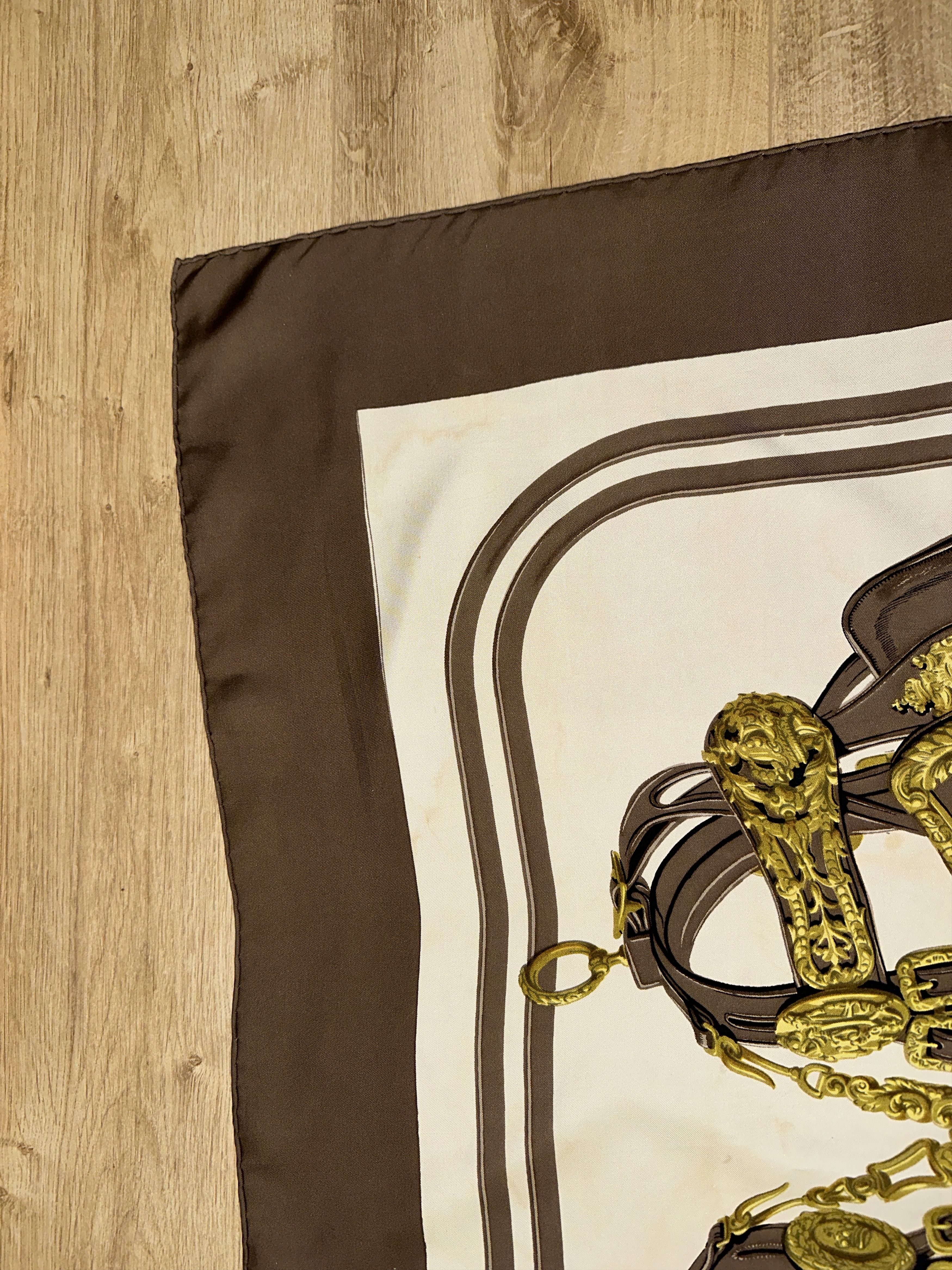 Hermes Hermès Brides de Gala Silk Scarf 90cm Brown Gold France Size ONE SIZE - 10 Thumbnail