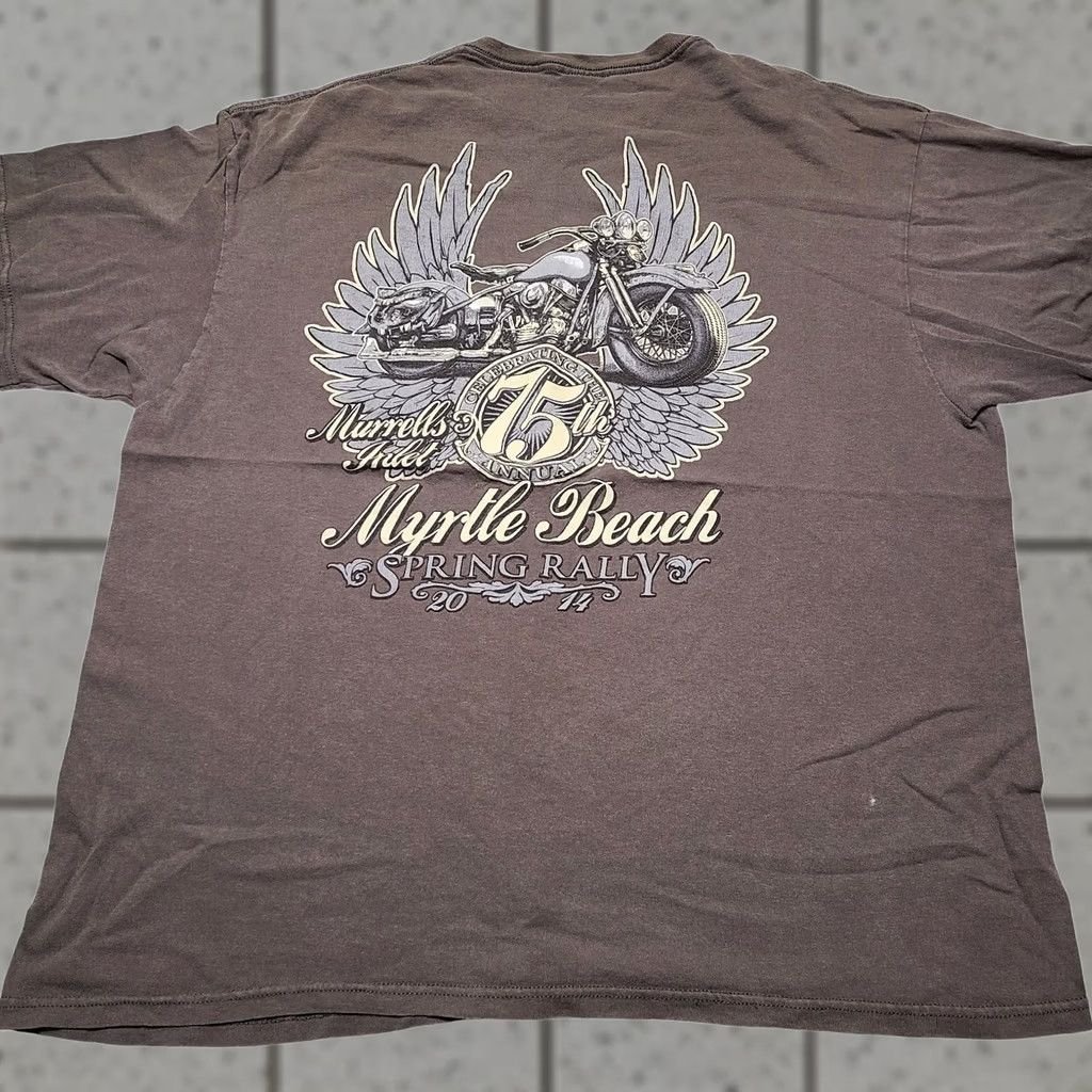 Vintage VINTAGE Biker Rally Myrtle Beach Graphic T-Shirt Brown Men's Size XL Distressed Size US XL / EU 56 / 4 - 1 Thumbnail
