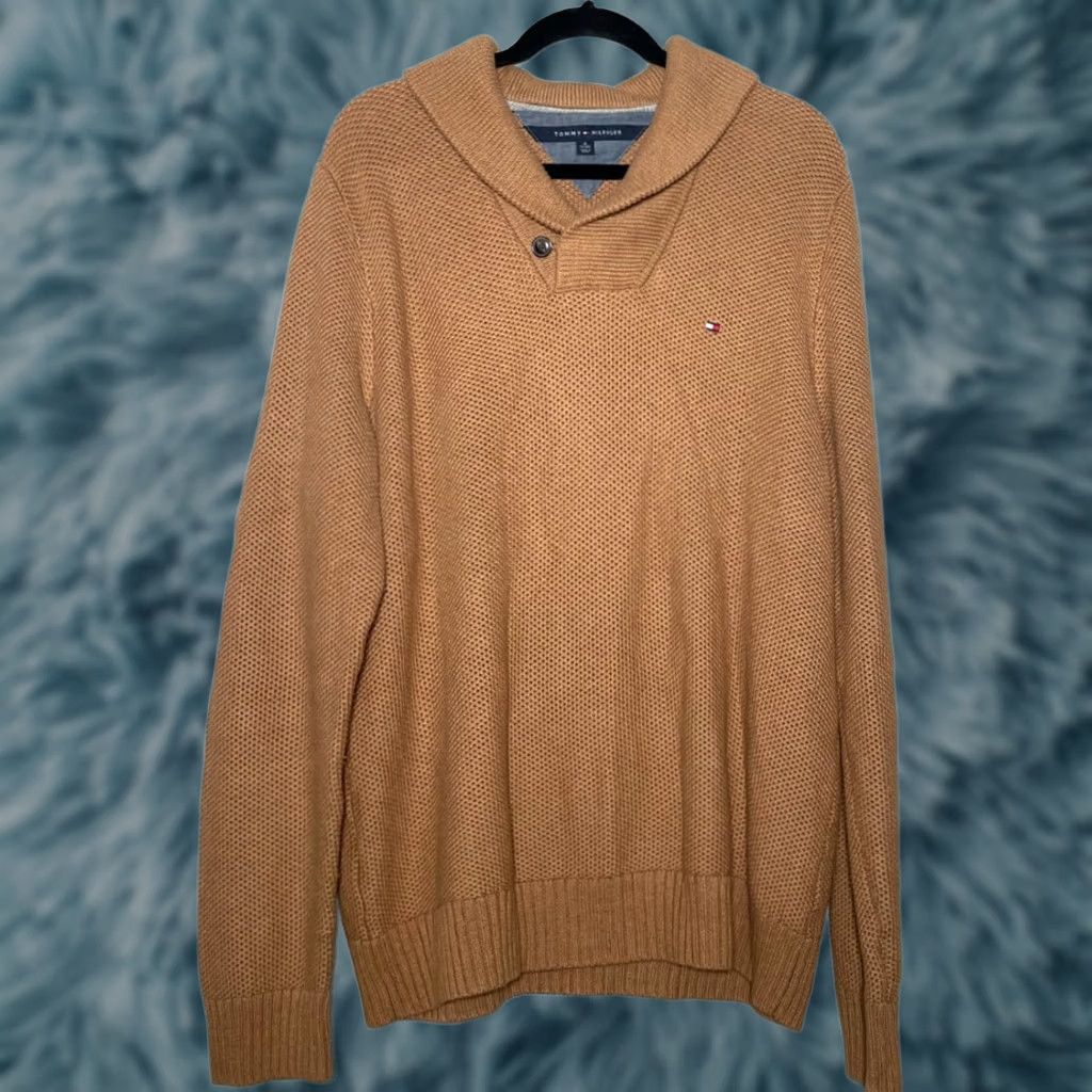Tommy Hilfiger VINTAGE Tommy Hilfiger Pullover Sweater Mens XL Brown Knit Shawl Collar Size US XL / EU 56 / 4 - 1 Thumbnail