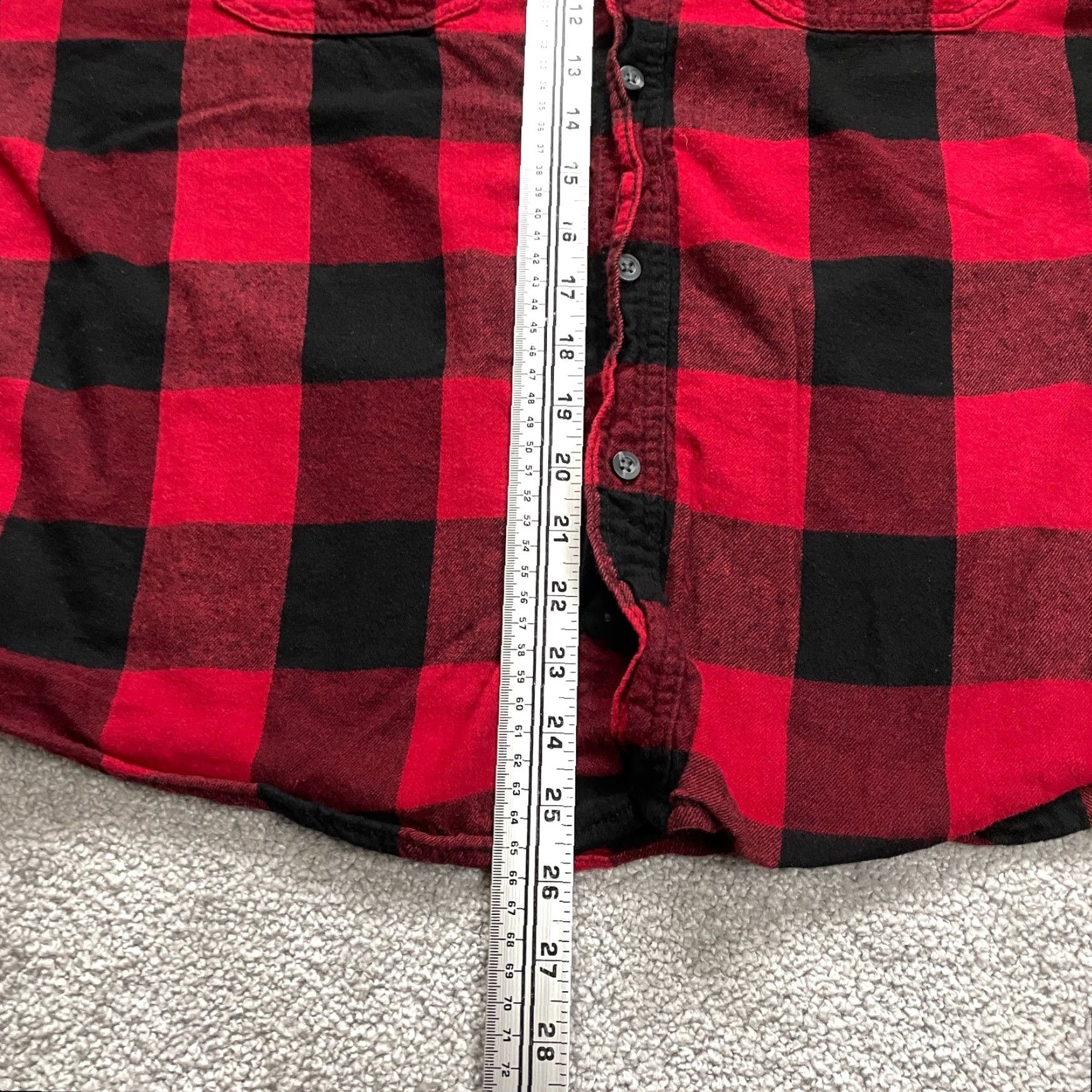 George George Flannel Shirt Mens Large Red Black Plaid Long Sleeve Cotton Casual Top Size US L / EU 52-54 / 3 - 7 Thumbnail