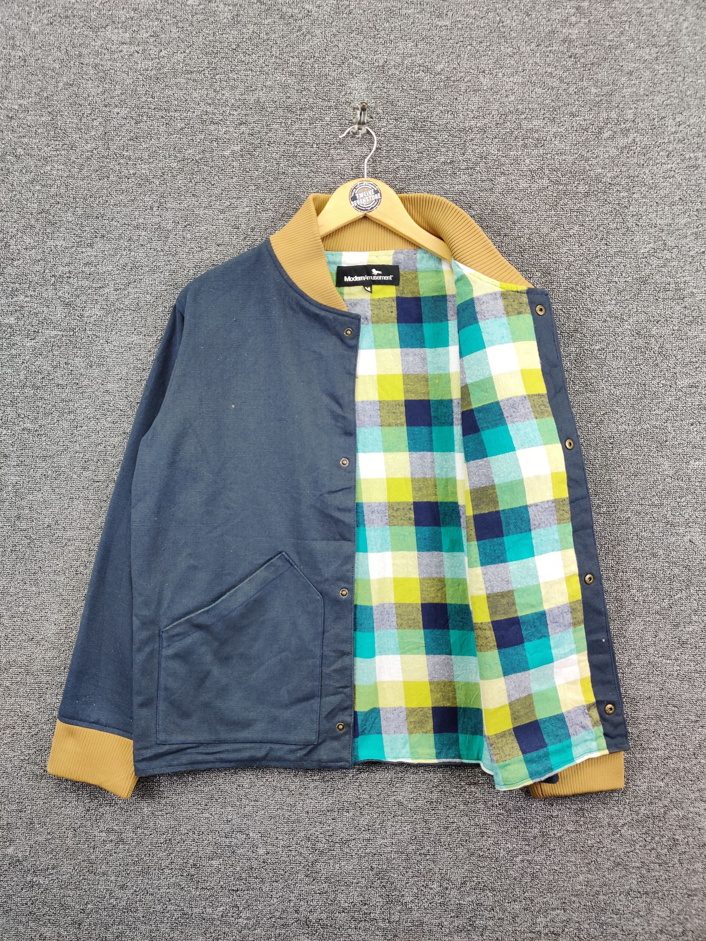 Japanese Brand Vintage Modern Amusement Plaid Lined Denim Jacket Size US M / EU 48-50 / 2 - 7 Thumbnail