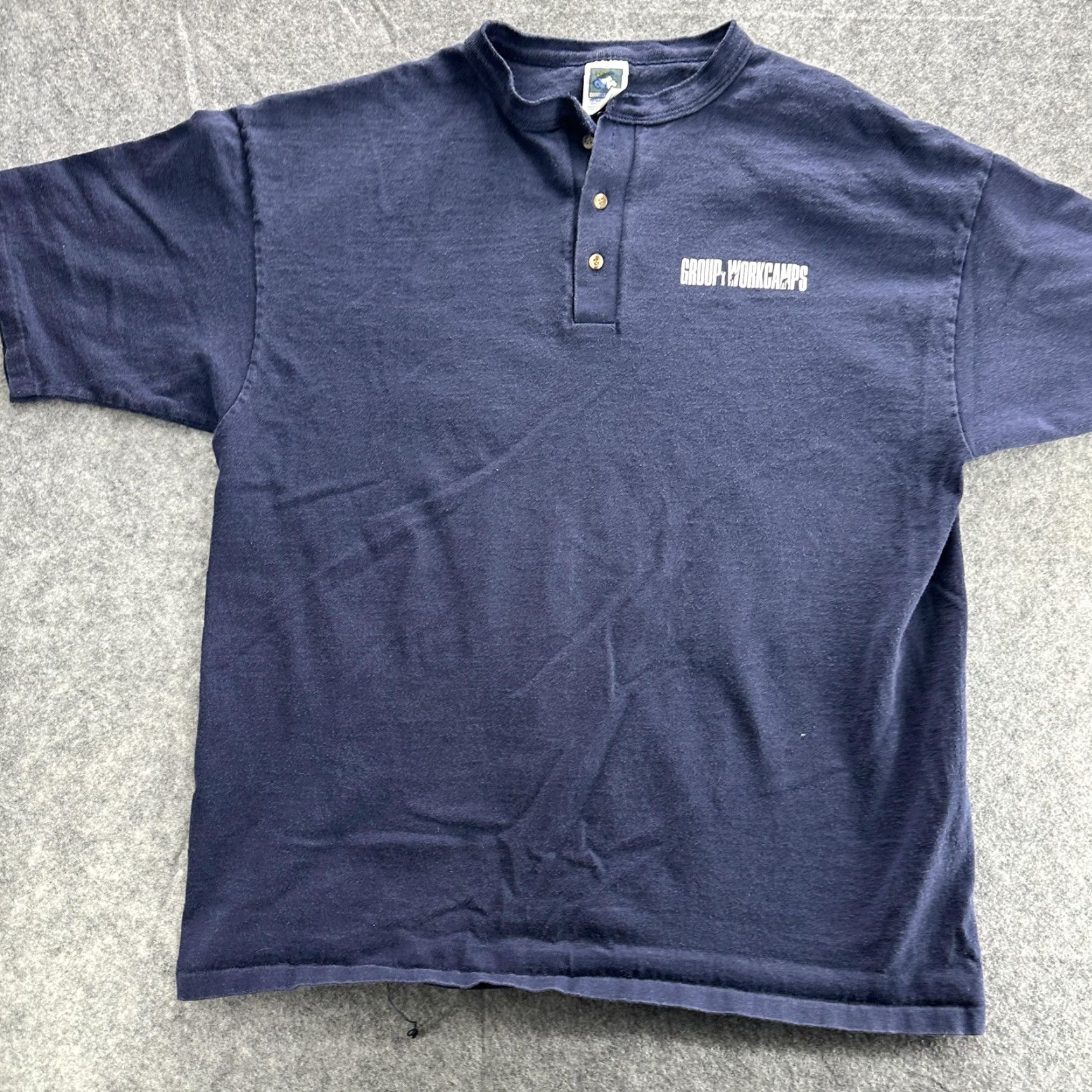 Vintage VINTAGE Cotton Deluxe Work Camp Shirt Mens XL Blue Henley 90s Group Workcamps USA N/A Mens Size US XL / EU 56 / 4 - 3 Thumbnail