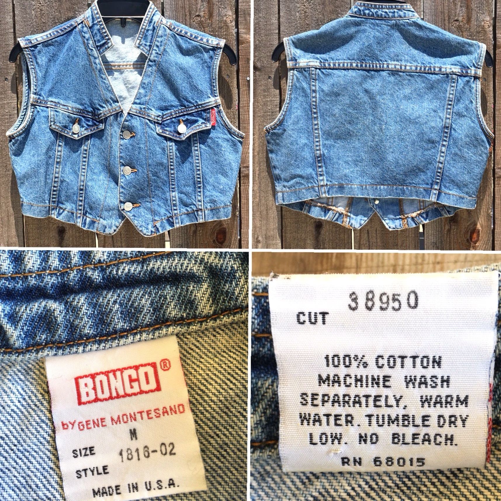 Vintage VINTAGE BONGO Denim Vest 80s 90s Made In USA Size M Blue Cropped Size 32" / US 10 / IT 46 - 5 Thumbnail
