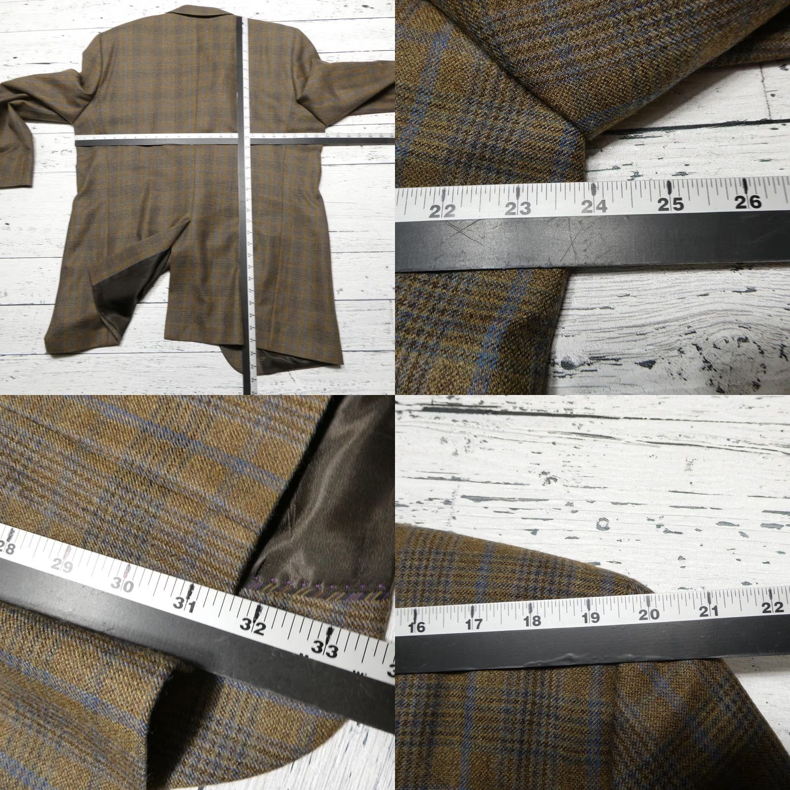 Linea Linea Sport Coat Mens 46L Long Brown Plaid Wool Tweed Blazer Jacket Canada Size 46R - 8 Thumbnail