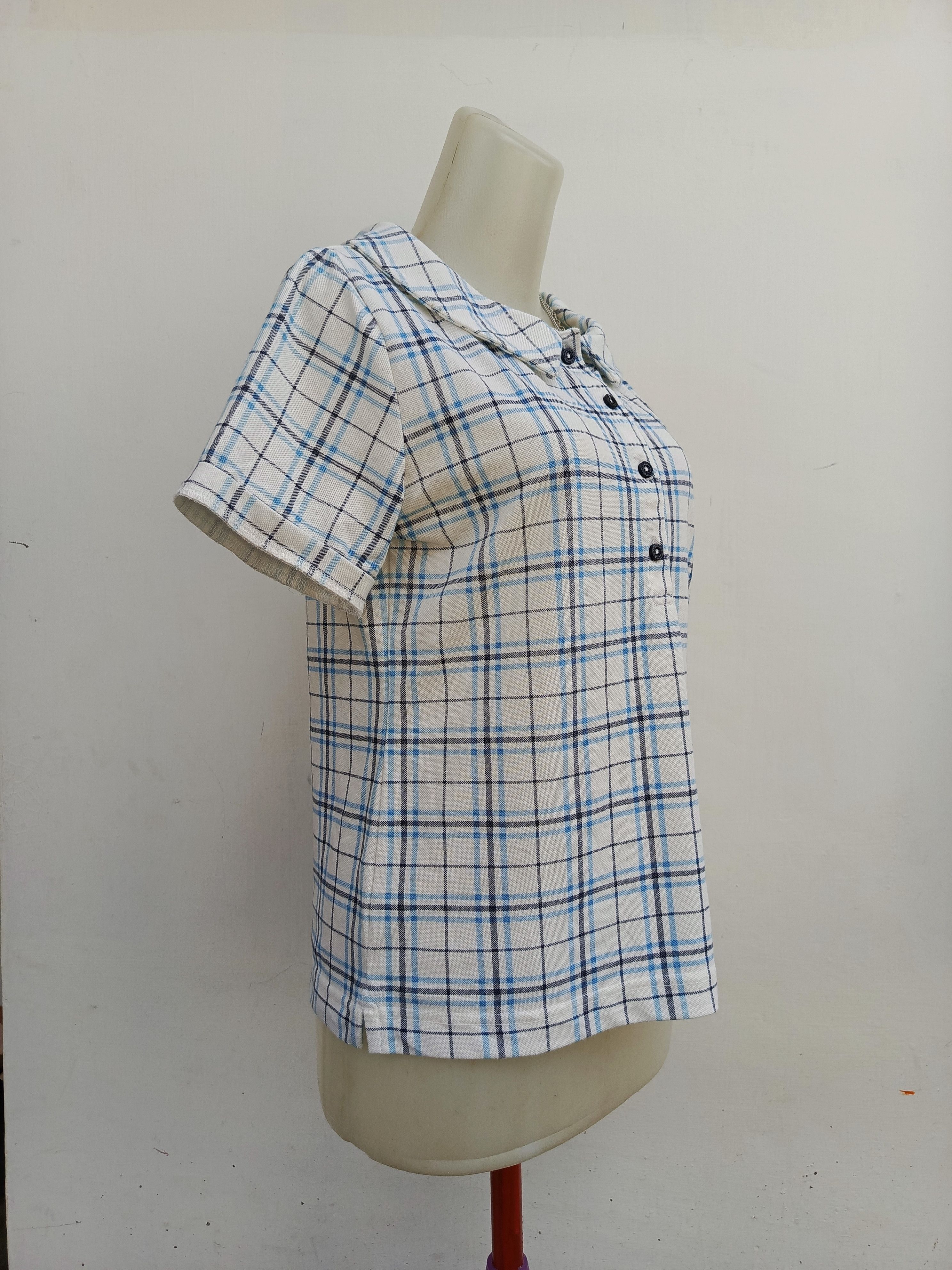 Junko Shimada Junko Shimada Part2 Tartan Check Half-Button Plouse Size M / US 6-8 / IT 42-44 - 3 Thumbnail