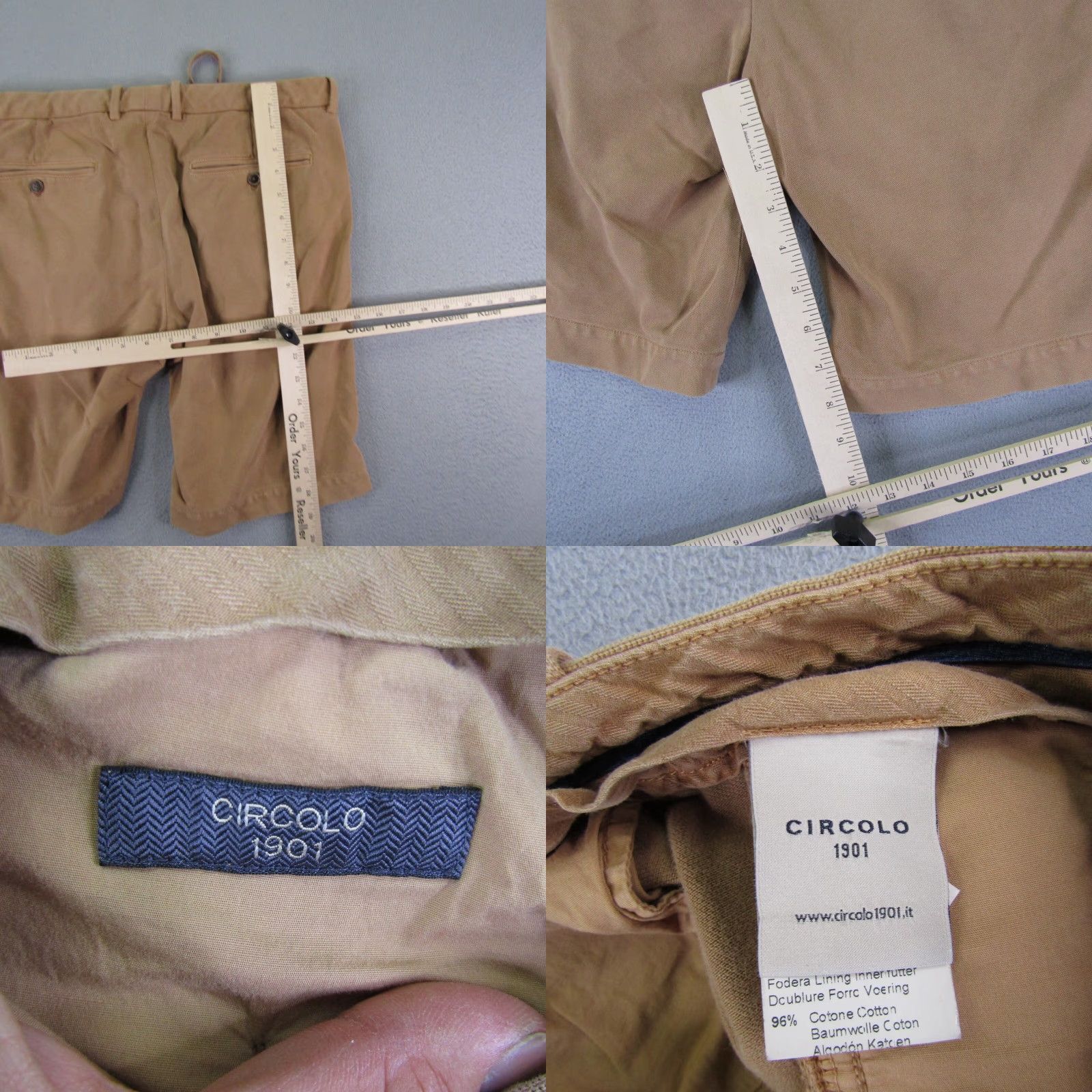 Circolo 1901 Circolo 1901 Shorts Mens 32 Chino Beige Khaki Drawstring Pockets Pleated 8in Inseam Regular Stretch Cap Size US 32 / EU 48 - 8 Thumbnail