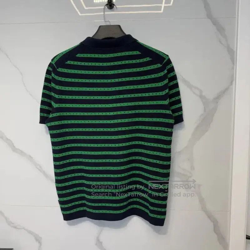 Burberry Burberry Green Striped Short Sleeve Polo. Size US L / EU 52-54 / 3 - 2 Thumbnail
