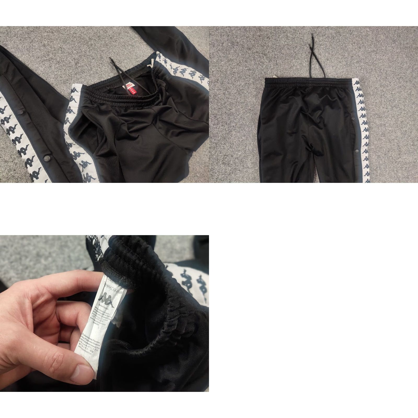 Kappa Kappa track pants vintage black logo sweatpants Y2K style with buttons Size US 33 - 9 Thumbnail