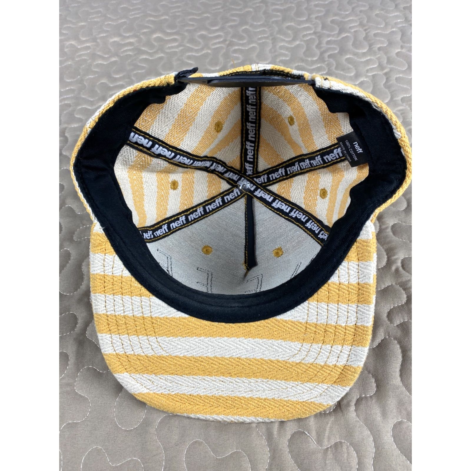 Vintage VINTAGE NEFF Headwear Snapback Hat Baseball Cap Twill Adjustable Yellow White Hip Hop Mens Snapback White Hat Size ONE SIZE - 4 Thumbnail