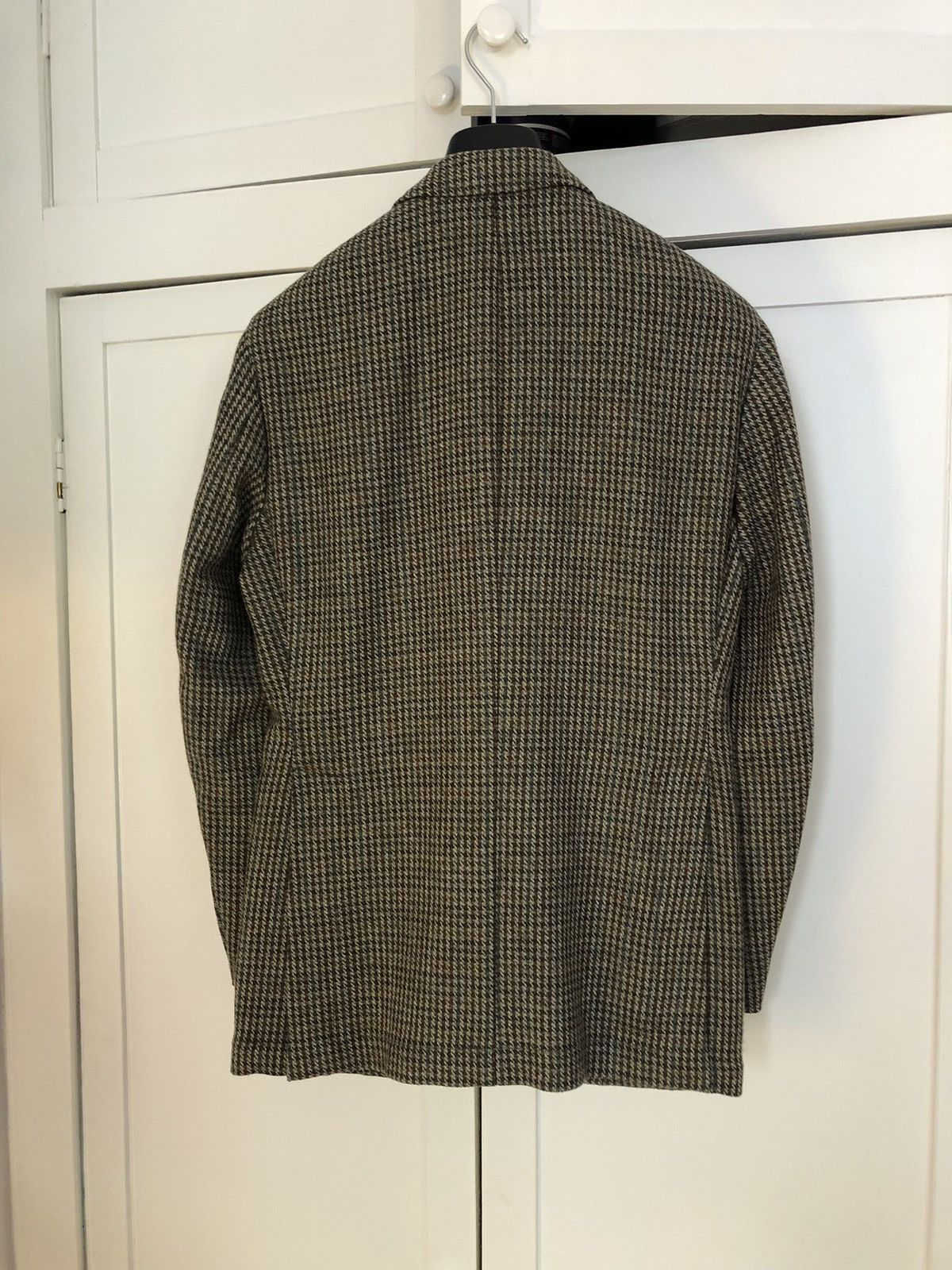 J. Mueser Campania sport jacket in beige-olive-brown houndstooth tweed Size 38R - 3 Thumbnail