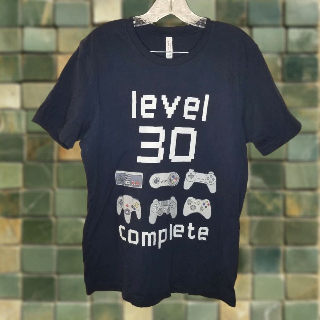Vintage BELLA + CANVAS Complete Gaming T-Shirt - Adult Large - Blue - Short Sleeve - Mens - Level 30 Size US L / EU 52-54 / 3 - 1 Thumbnail