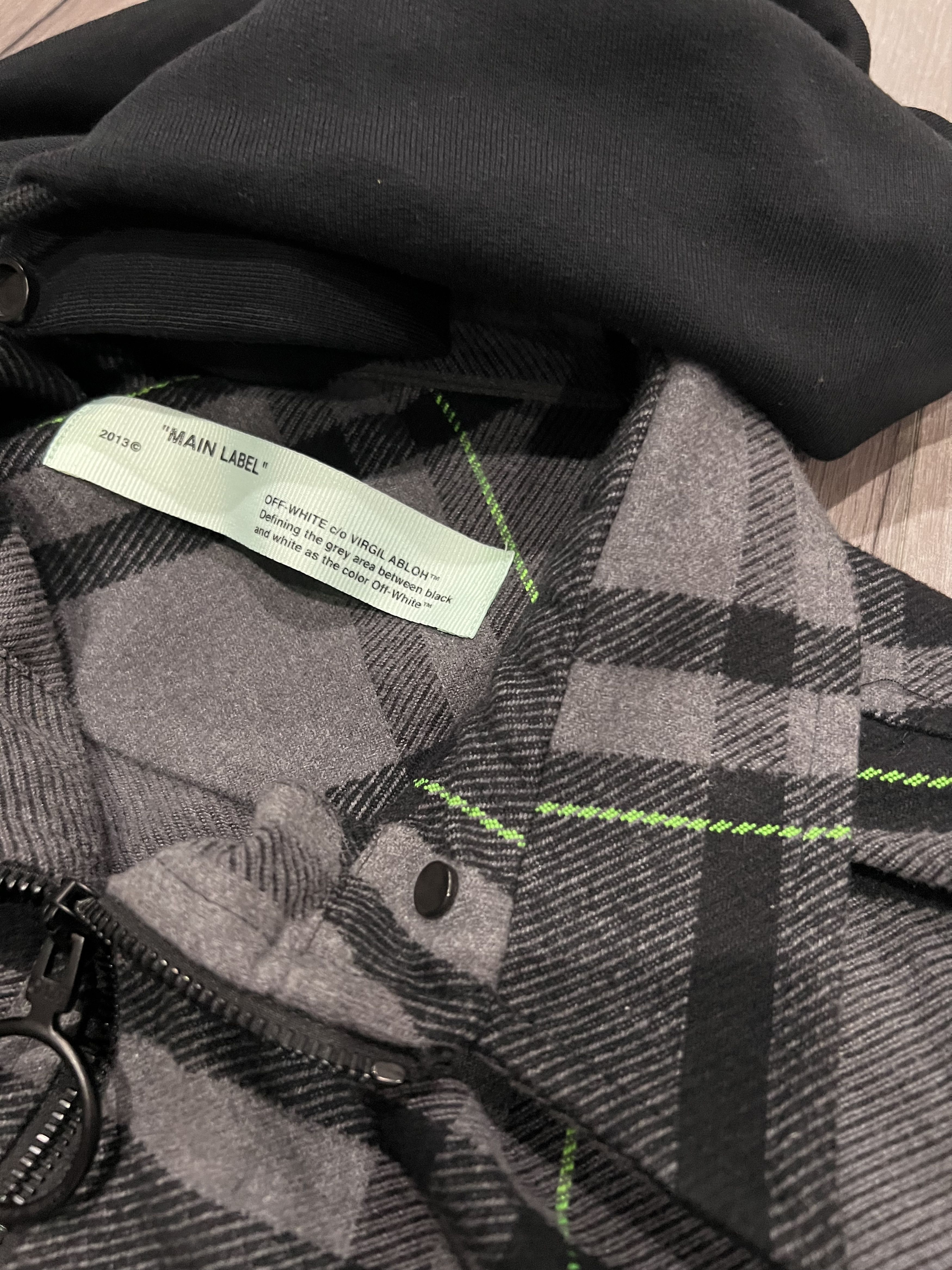 Off-White 2019 Grey Check Flannel Hooded Shirt Size US XXL / EU 58 / 5 - 2 Thumbnail