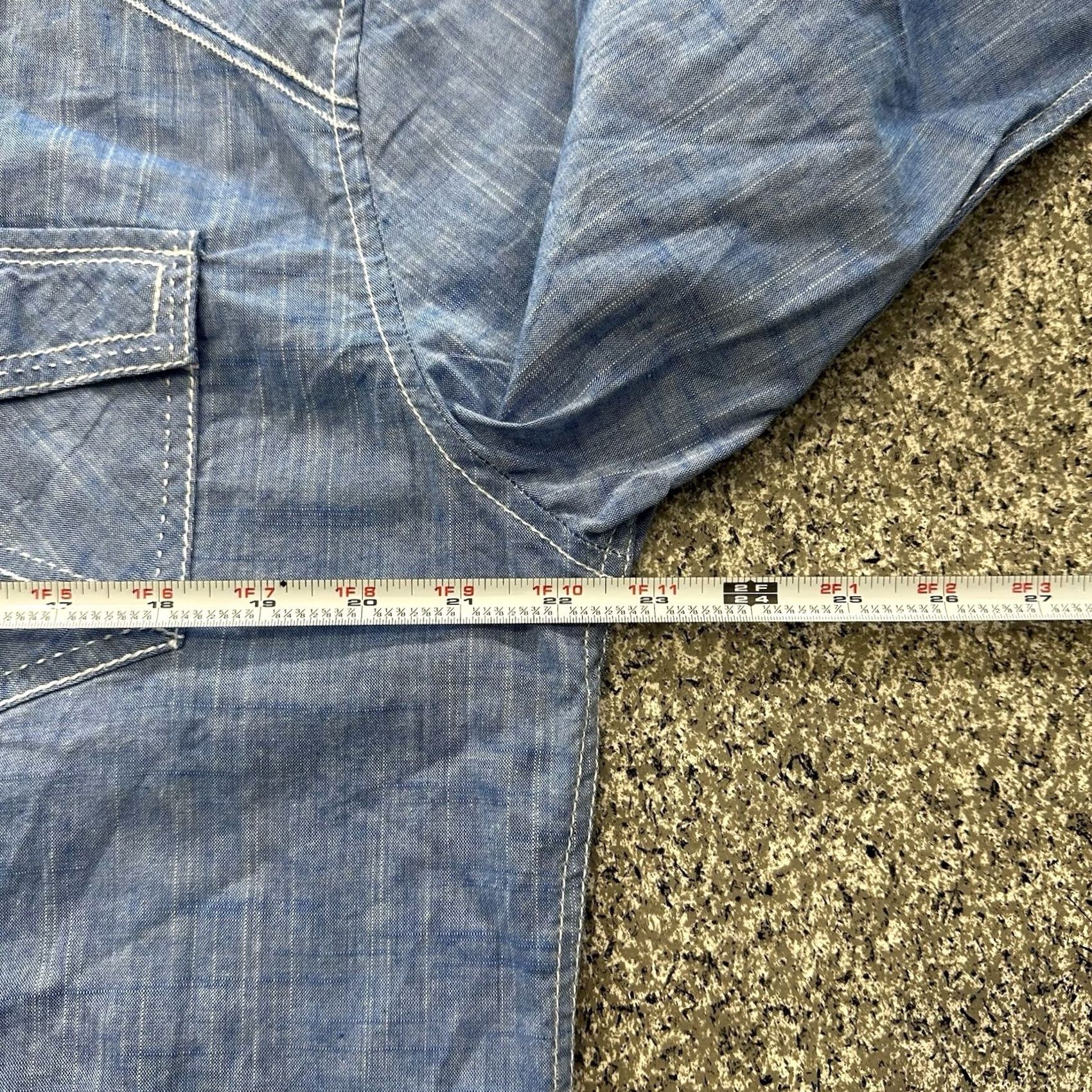 BKE BKE Pearl Snap Shirt Mens XL Blue Chambray Western Long Sleeve Standard Fit Size US XL / EU 56 / 4 - 4 Thumbnail