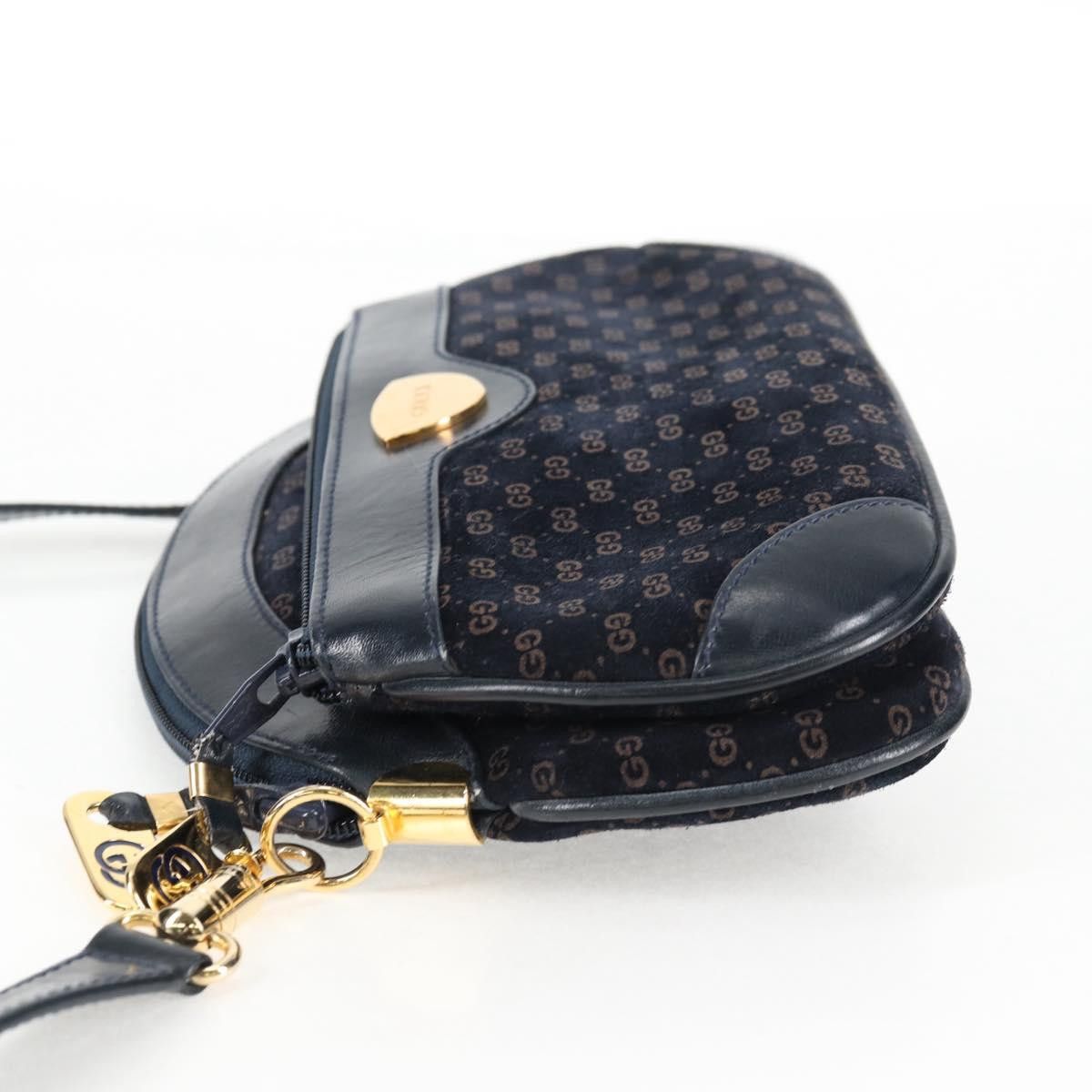 Gucci GUCCI Micro GG Canvas Shoulder Bag Suede Navy Gold 001 261 Size ONE SIZE - 4 Thumbnail