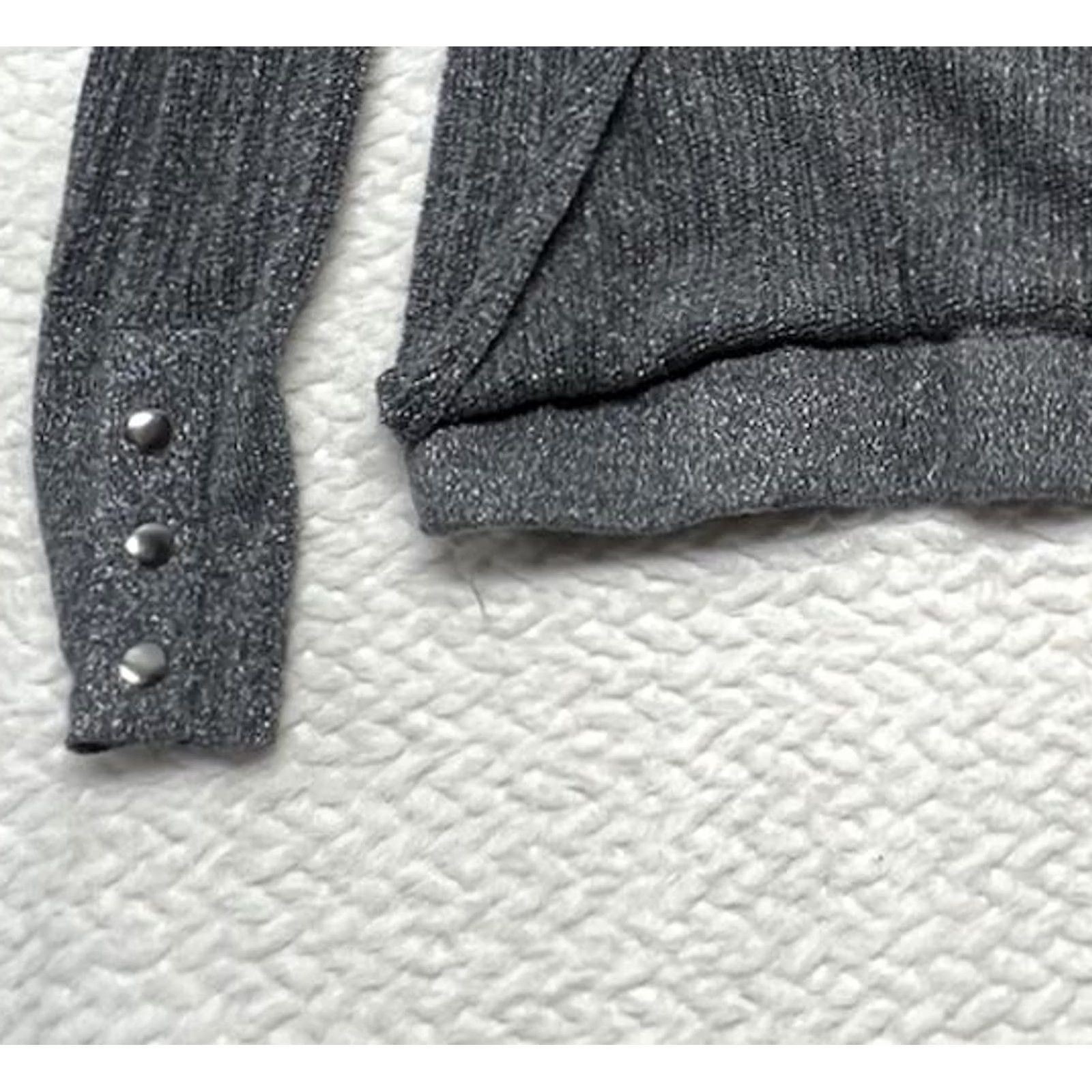 Vintage VINTAGE? Metallic Sweater Women’s Medium Smokey Gray Ribbed Faux Wrap J Lo Long Sleeve Size M / US 6-8 / IT 42-44 - 2 Thumbnail