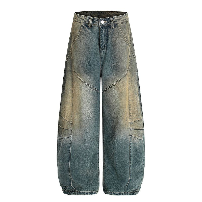Vintage Retro patchwork loose-fitting washed distressed jeans Size US 32 / EU 48 - 1 Thumbnail