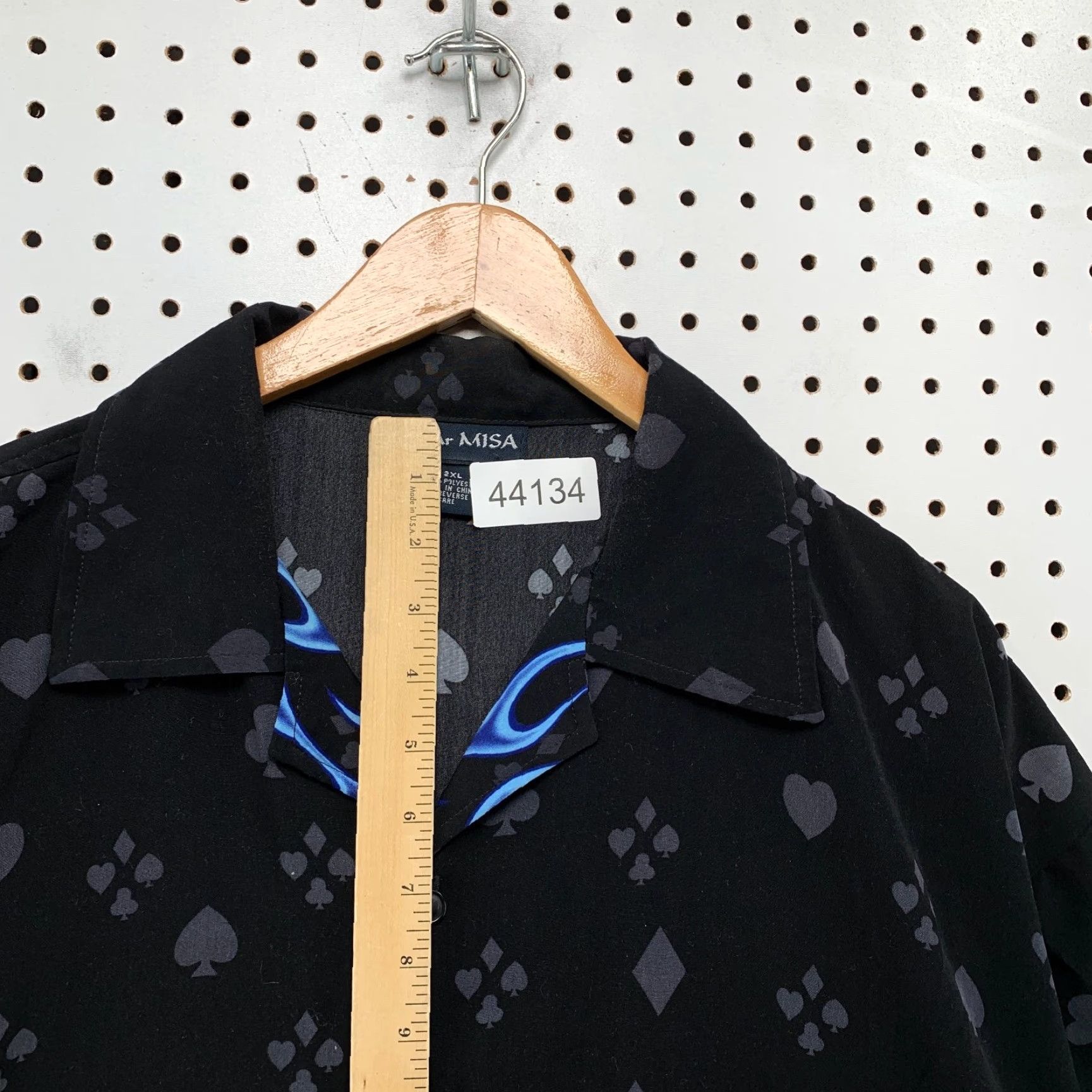 Vintage OSCAR MISA Button Shirt Mens 2XL Black Short Sleeve 100% Polyester Vintage Dice Flame Shirt Mens Button-Up Size US XXL / EU 58 / 5 - 7 Thumbnail
