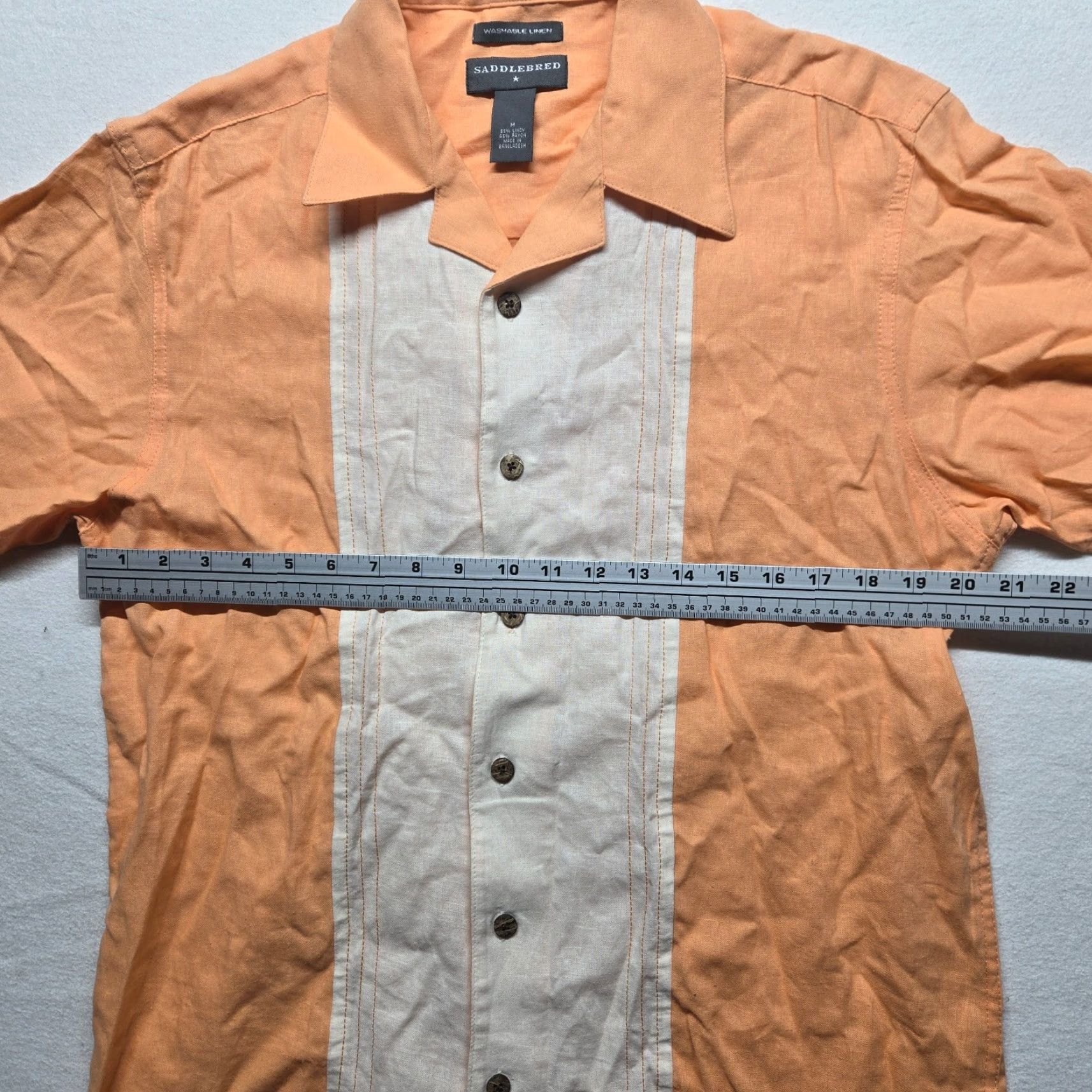 Vintage Saddlebred Shirt Short Sleeve Button-Up Adult Men's Size M Orange Front Button-Down Casual 90s? Size US M / EU 48-50 / 2 - 4 Thumbnail