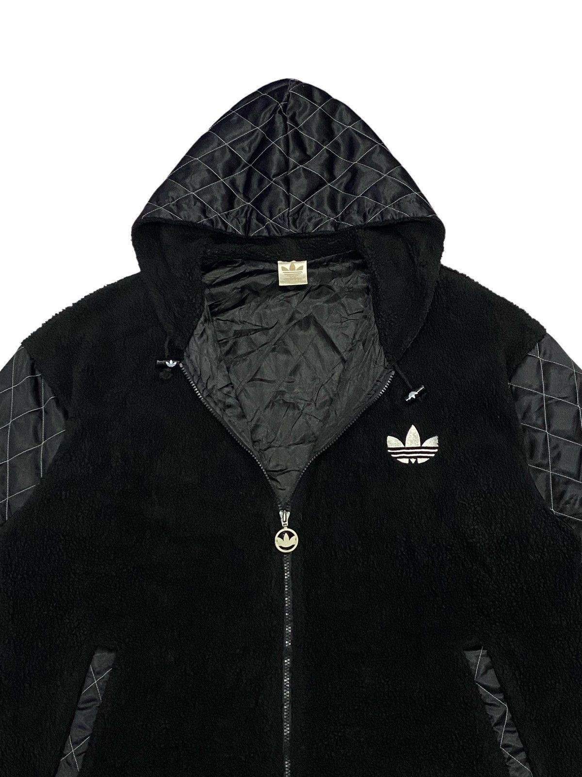 Adidas × Descente × Vintage Vintage 90s Adidas Trefoil Big Logo Pile Fleece Hoodie Size US L / EU 52-54 / 3 - 18 Thumbnail