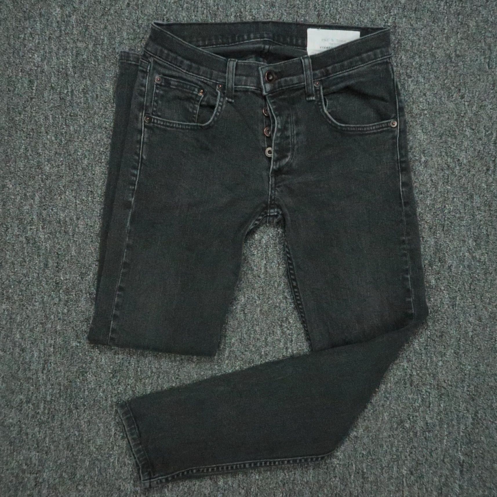 Rag & Bone rag & bone Jeans Men 28x28 Black Slim 5-Pocket Denim Button Fly Size US 28 / EU 44 - 2 Thumbnail