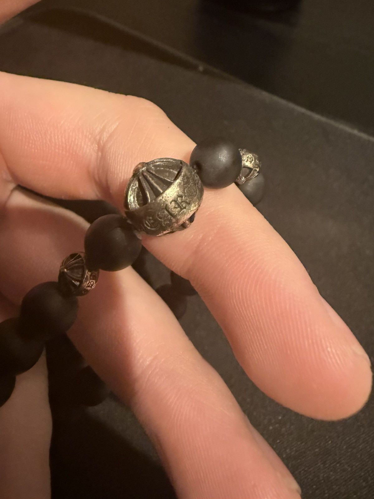 Chrome Hearts Chrome Heart Onyx Bead Bracelet Size ONE SIZE - 11 Thumbnail