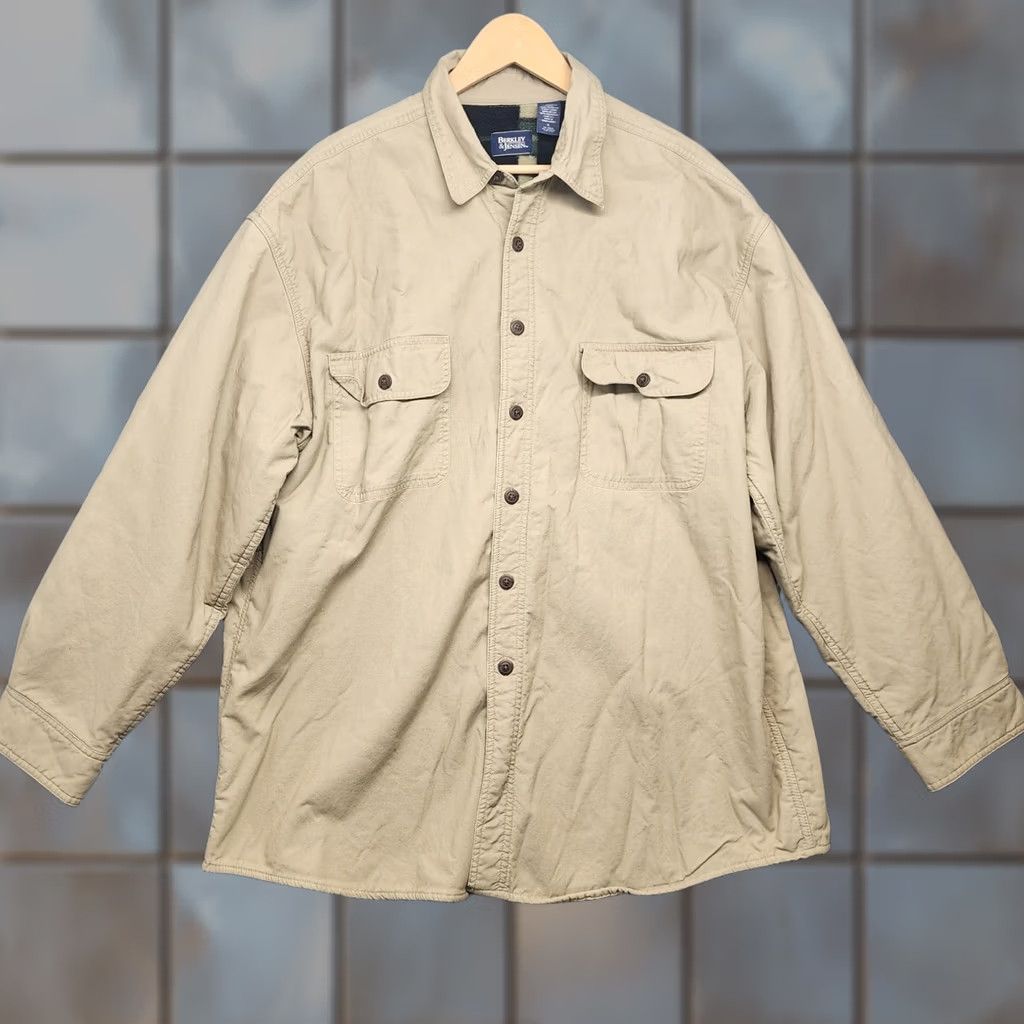 Vintage VINTAGE Berkley & Jensen Shacket Shirt Jacket Mens XL Beige Fleece Lined Plaid Size US XL / EU 56 / 4 - 1 Thumbnail