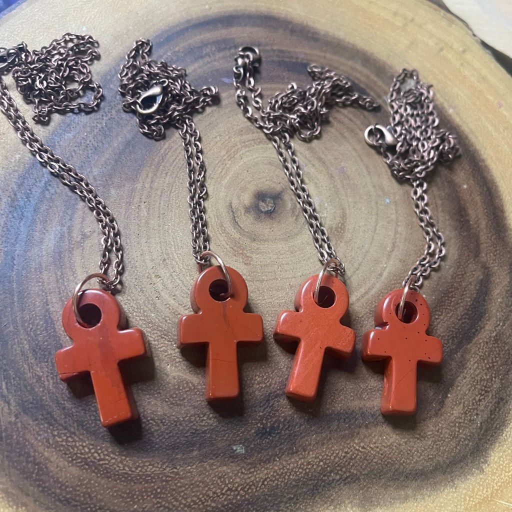 Other Red jasper ankh carving key of life necklace pendant eternal life Egyptian pink black Size ONE SIZE - 3 Thumbnail