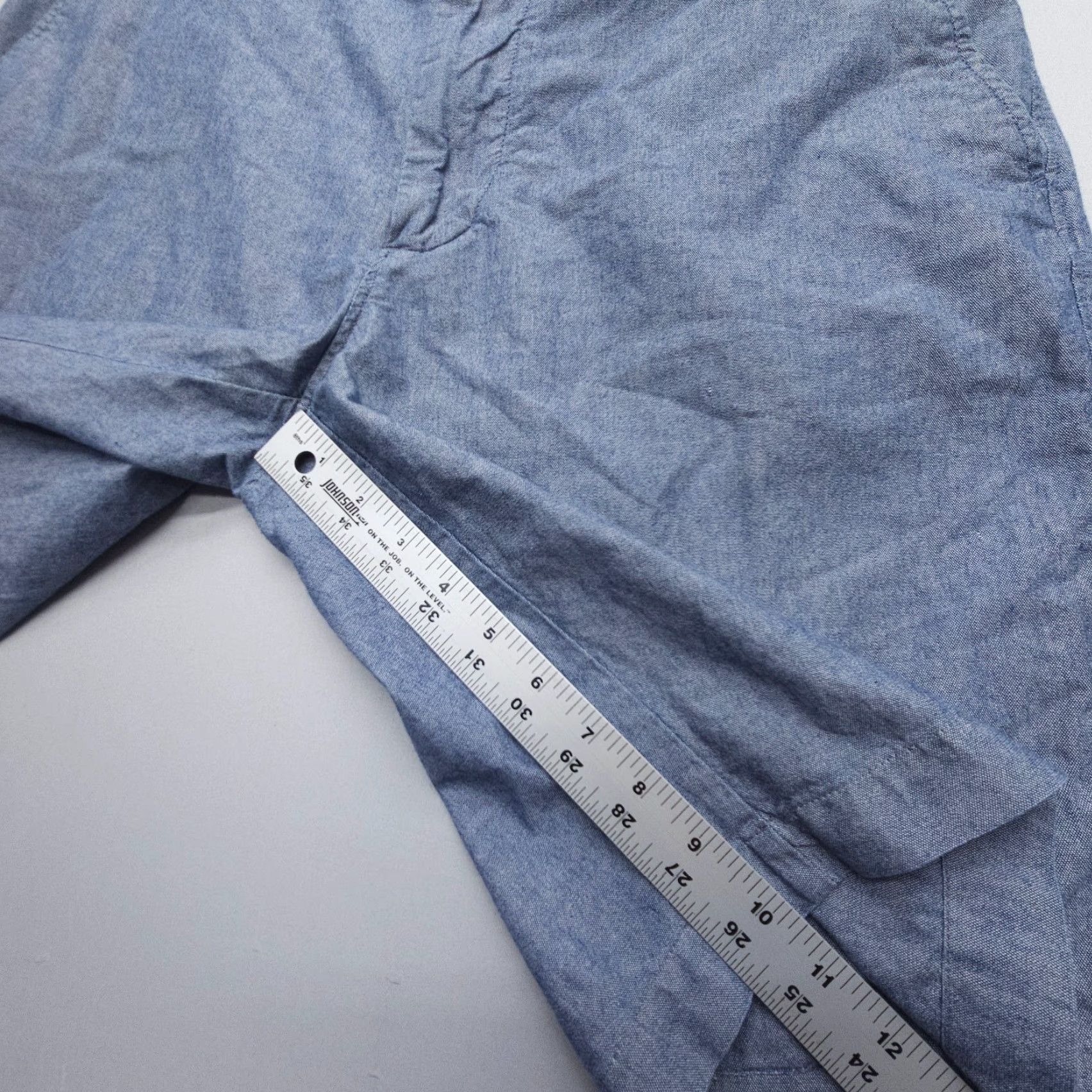 J.Crew J.CREW Chino Shorts Mens 35 x 10" Blue 100% Cotton Chambray Flat Preppy Lightweight Casual Travel Shorts Mens Blue Size US 35 - 4 Thumbnail