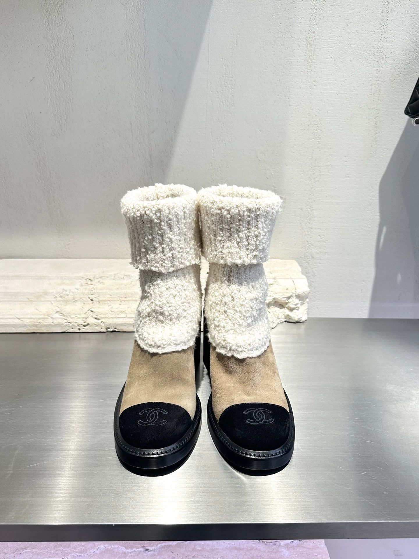 Chanel Chanel 99 New Camel Sock Boots 37.5 Heel Scratches Size US 7 / IT 37 - 1 Thumbnail