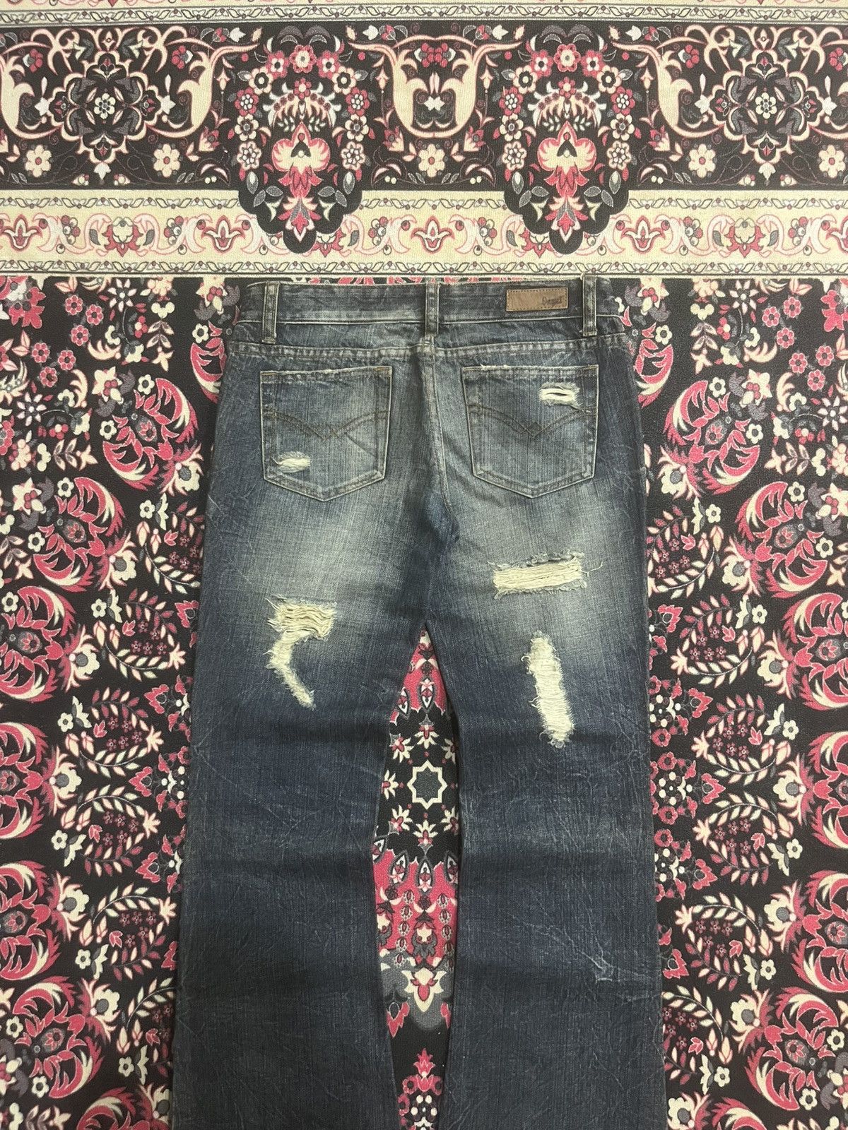 CIVARIZE Vintage Japanese Brand IGNI Dark Washed Distress Flare Jeans Size 28" / US 6 / IT 42 - 5 Thumbnail