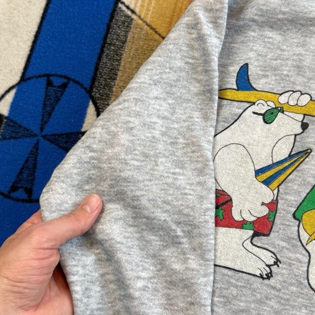 Ocean Pacific VINTAGE Ocean Pacific Sweatshirt Women Medium Gray Crew Neck 90s Surfing Polar Bears Surf Pullover - OPSOP Size M / US 6-8 / IT 42-44 - 7 Thumbnail