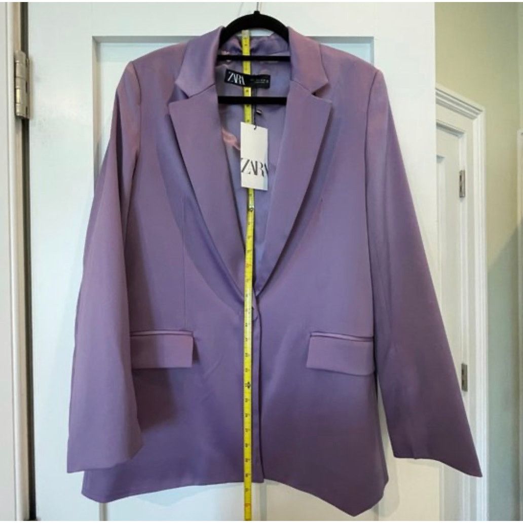 Zara ZARA SATIN EFFECT BLAZER LILAC Size XS / US 0-2 / IT 36-38 - 12 Thumbnail