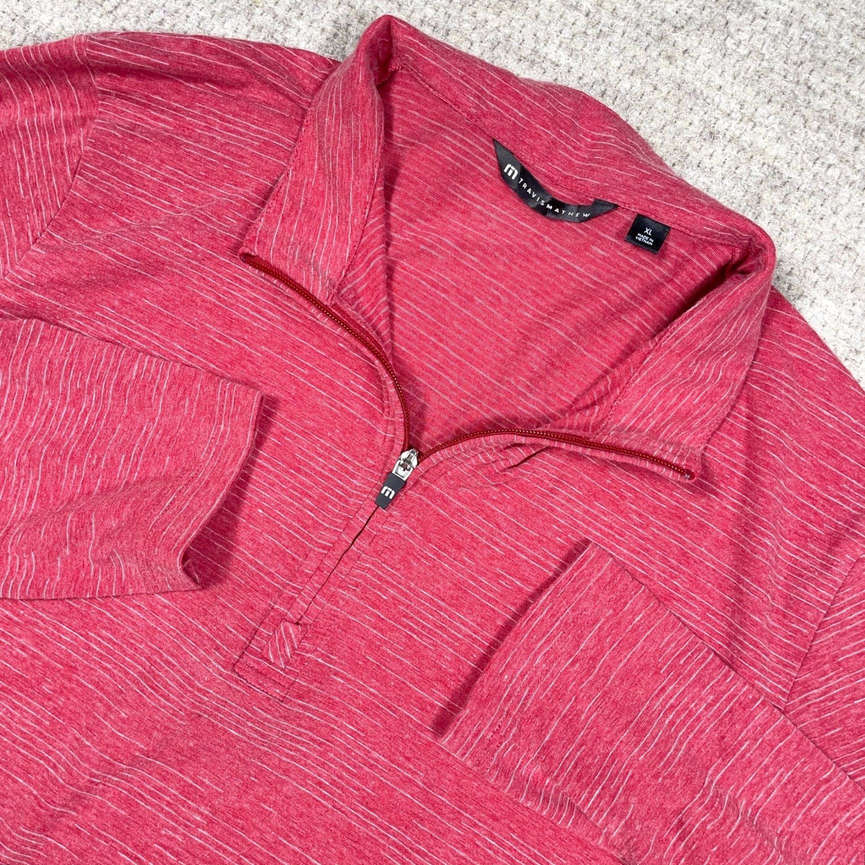 TravisMathew Travis Mathew Sweater Men XL Pink Pullover 1/4 Zip Mock Neck performance Knit Size US XL / EU 56 / 4 - 2 Thumbnail