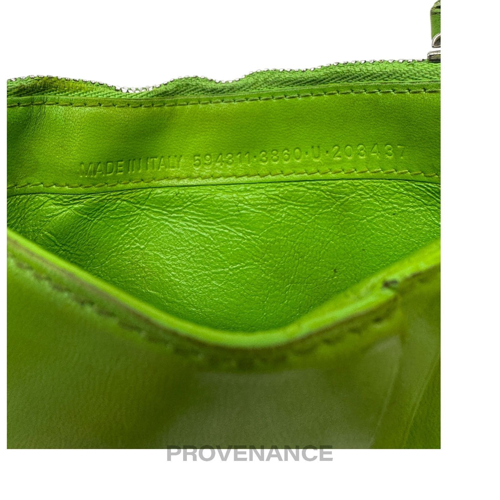 専用1 Pre-Owned Balenciaga Green Leather Zip-Around City Wallet