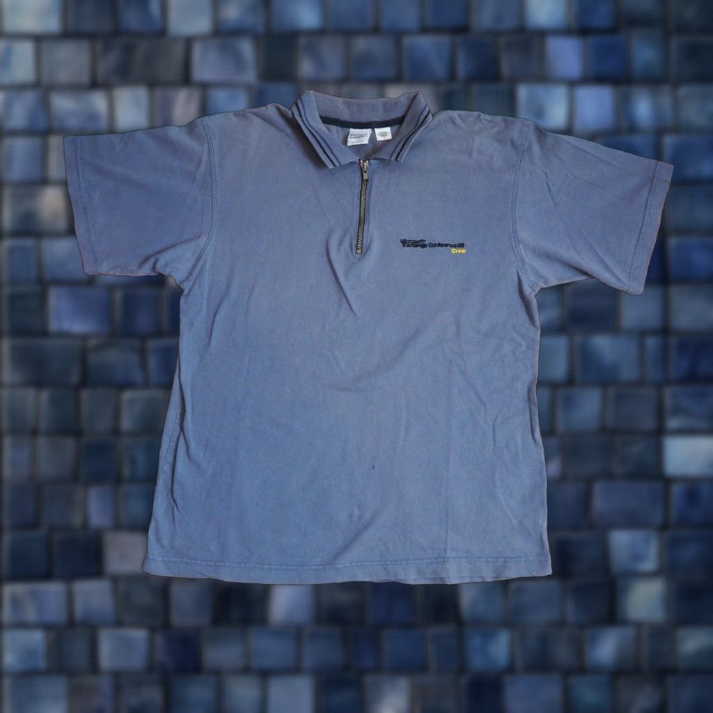 Vintage VTG 1990s MICROSOFT 1998 Conference Logo 1/4 Zip Polo Tech Promo Tee Shirt Mens L Blue Cotton Deluxe Shirt"} Size US L / EU 52-54 / 3 - 1 Thumbnail