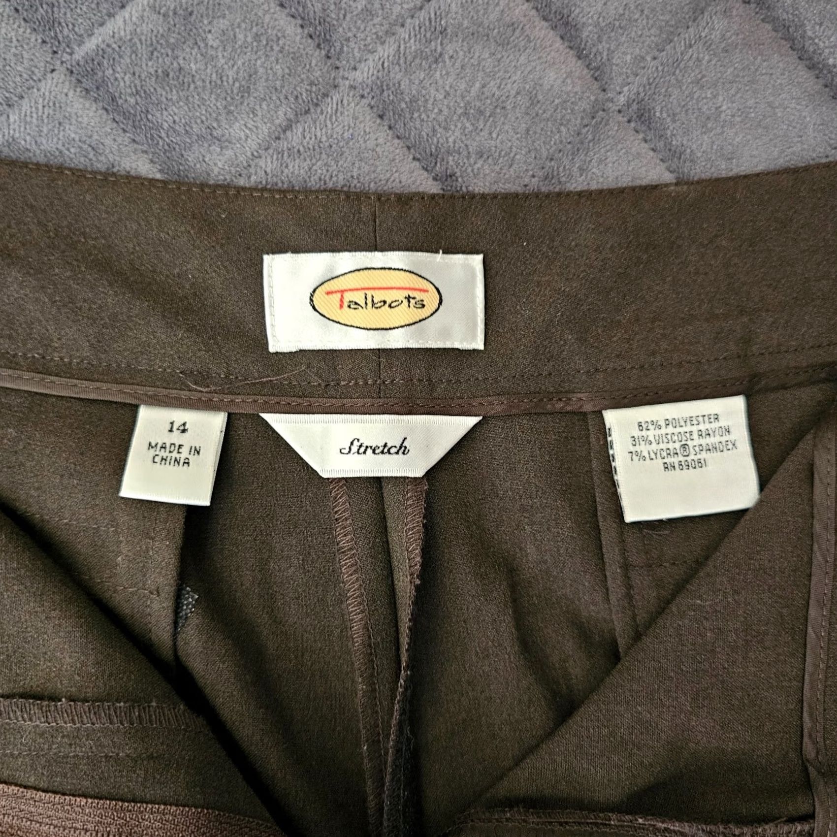 Talbots Talbots Pants Women's 14 Brown Cropped Capri Stretch Career Dress Pants Size 36" / US 14 / IT 50 - 3 Thumbnail