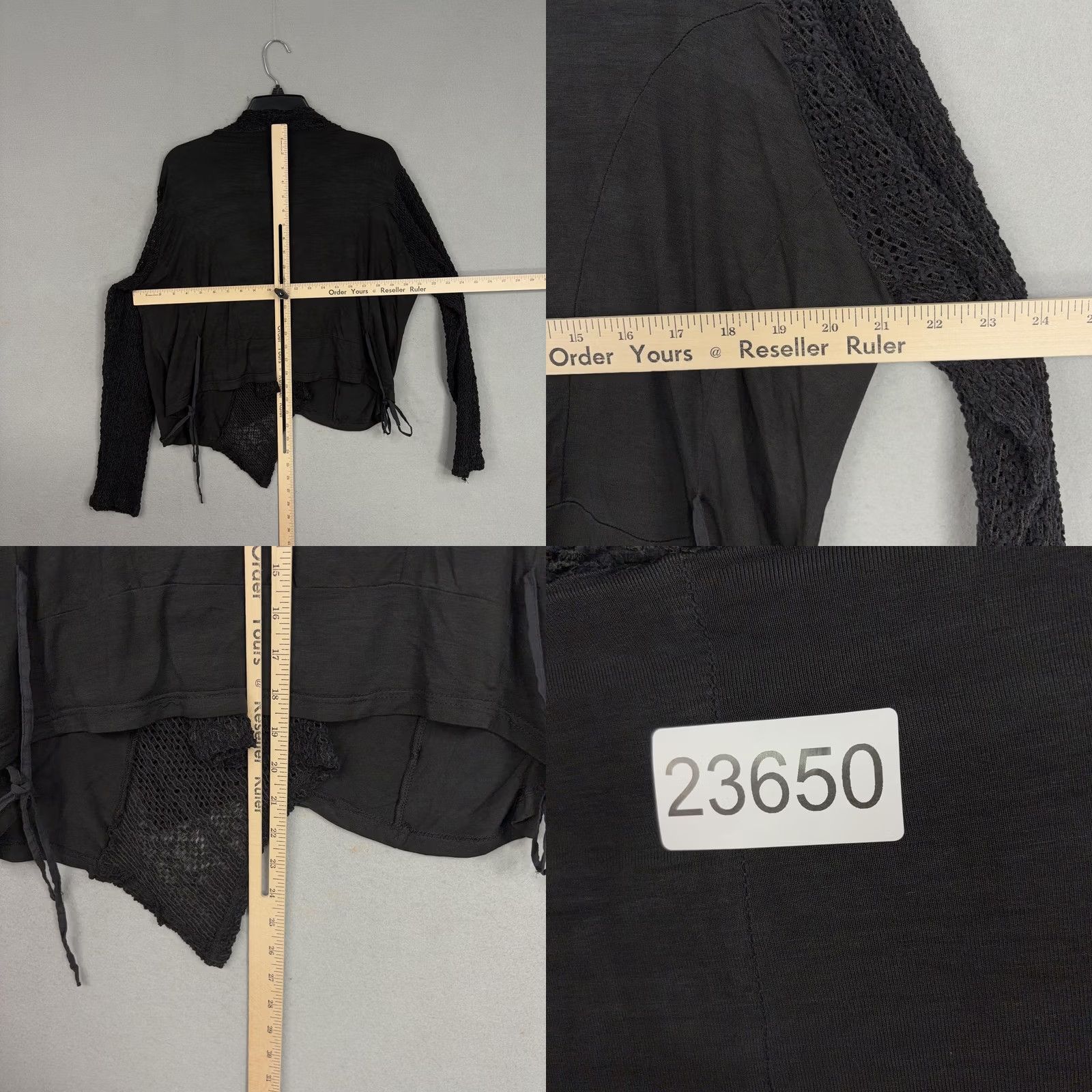 Vintage Sacred Threads Sweater Womens L XL Black Open Front Crochet Cardigan Boho Goth Size L / US 10 / IT 46 - 8 Thumbnail