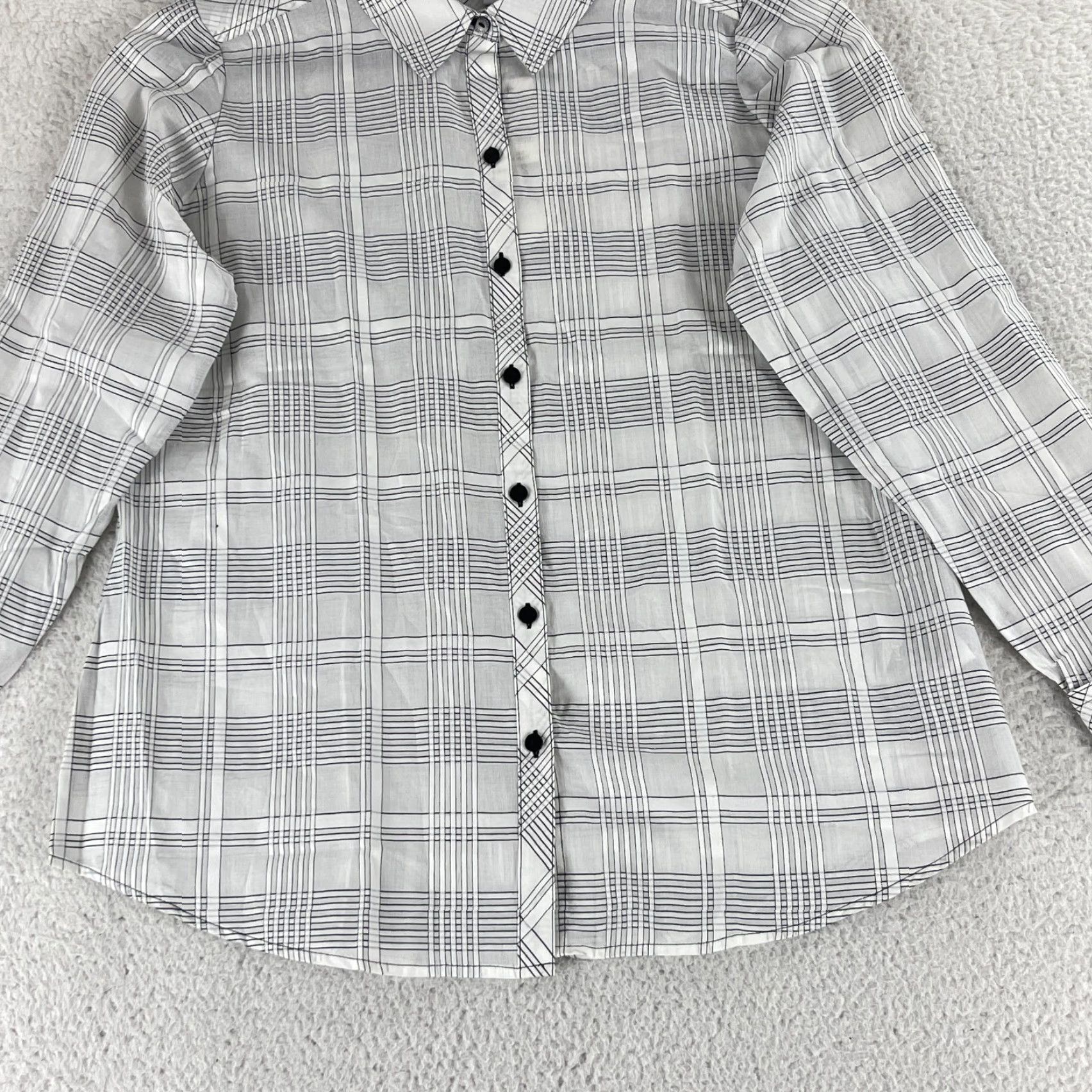 Vintage Foxcroft Davis Button-Up Shirt Womens Size 12 Black White Long Sleeve Elegant Shirt Size XL / US 12-14 / IT 48-50 - 5 Thumbnail