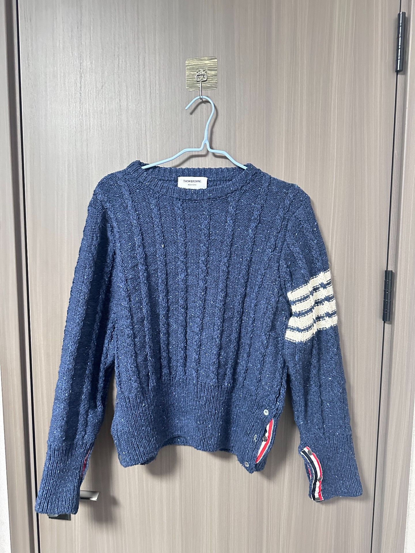 Thom Browne Thom Browne Blue Cable-Knit Sweater Size US L / EU 52-54 / 3 - 1 Thumbnail