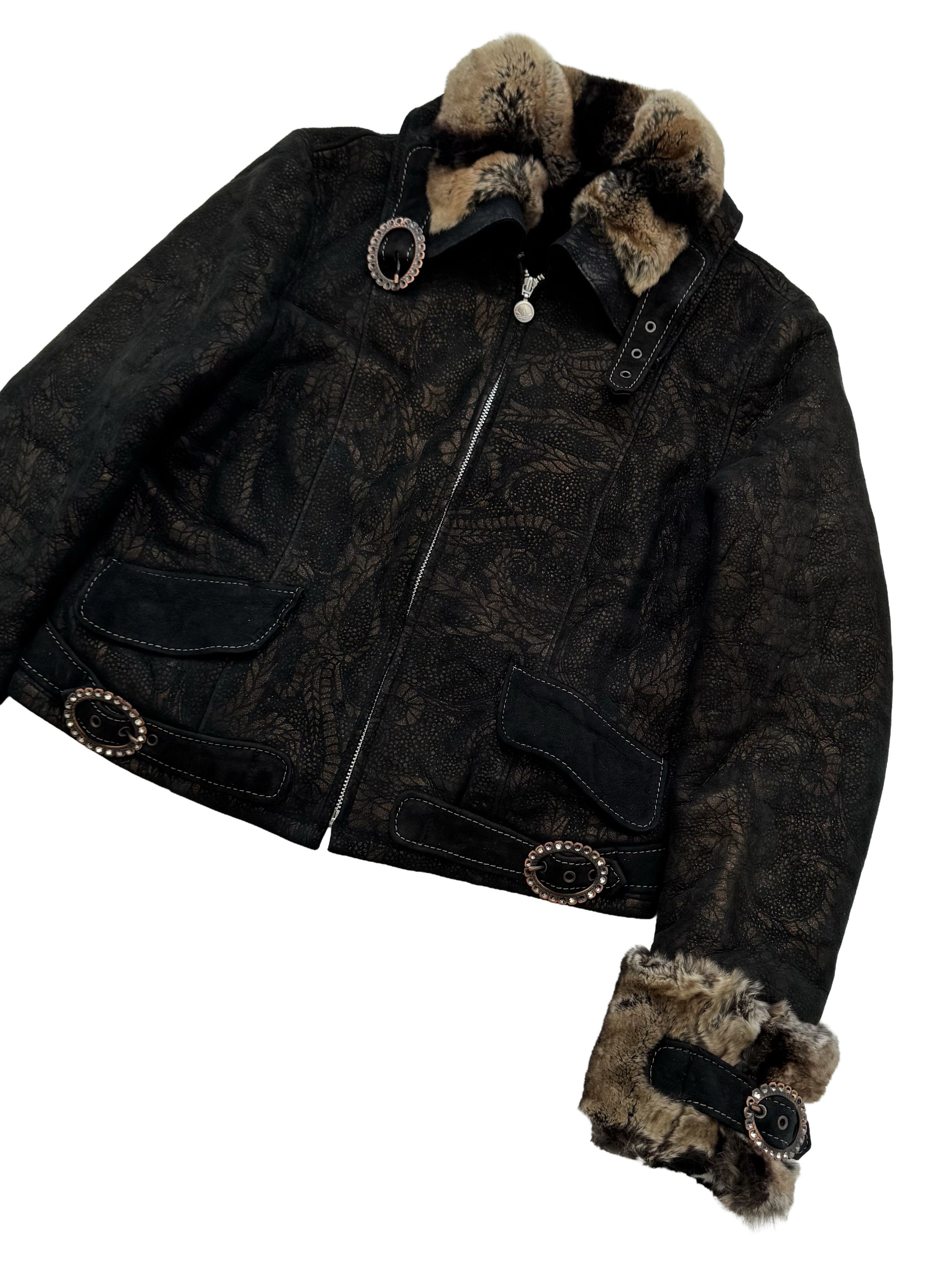 Vintage Vintage Real Sheepskin Cropped Jacket With Straps Size L / US 10 / IT 46 - 7 Thumbnail